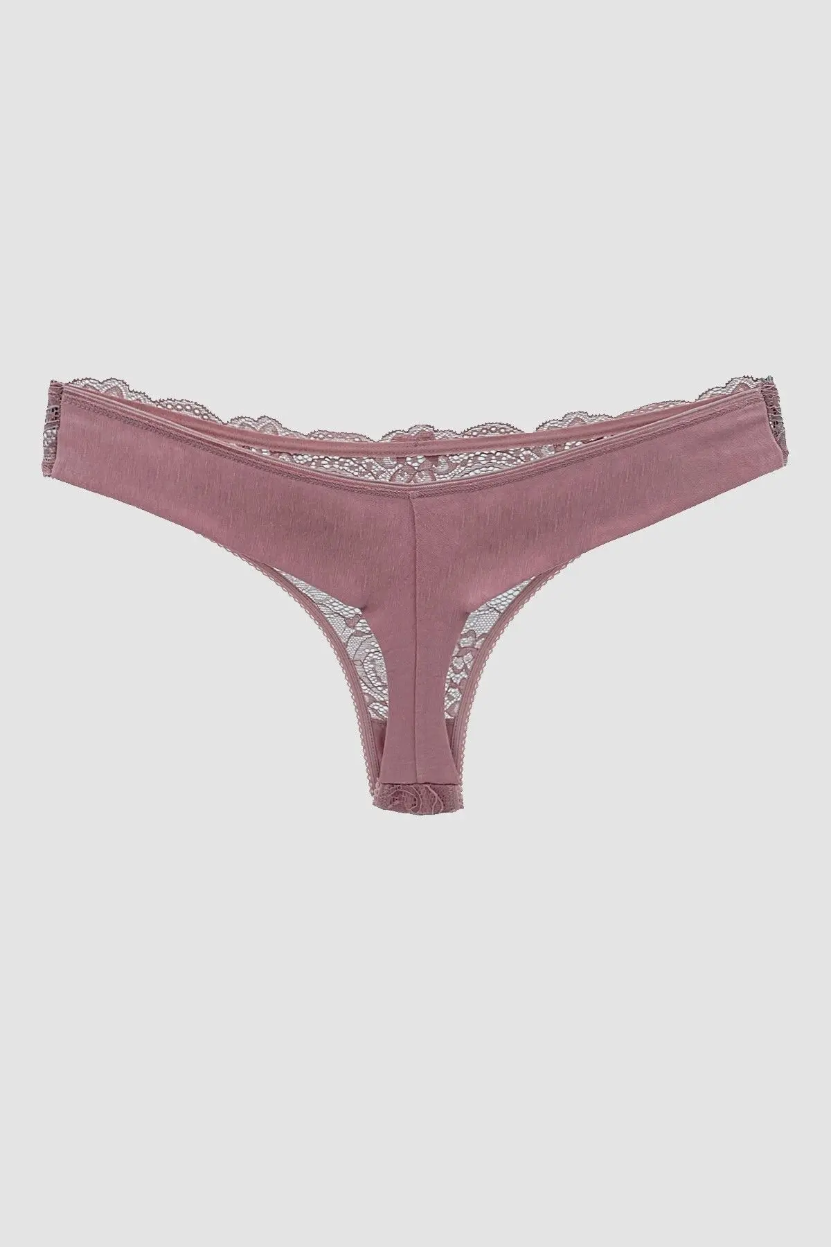 Masara Model Yarı Dantelli Tanga String Model Esnek Ve Yumuşak Kumaşlı Külot Pastel Pembe Renk