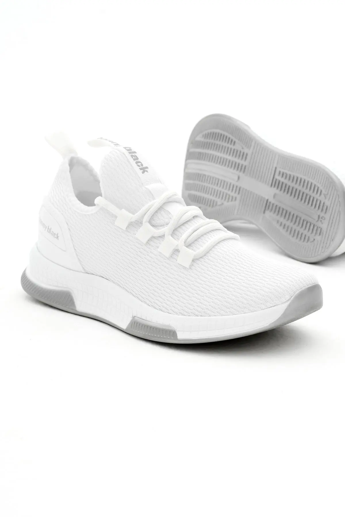 Tonny Black Unisex Beyaz Nefes Alabilen Kumaş Poli Taban Bağcıklı Spor Ayakkabı