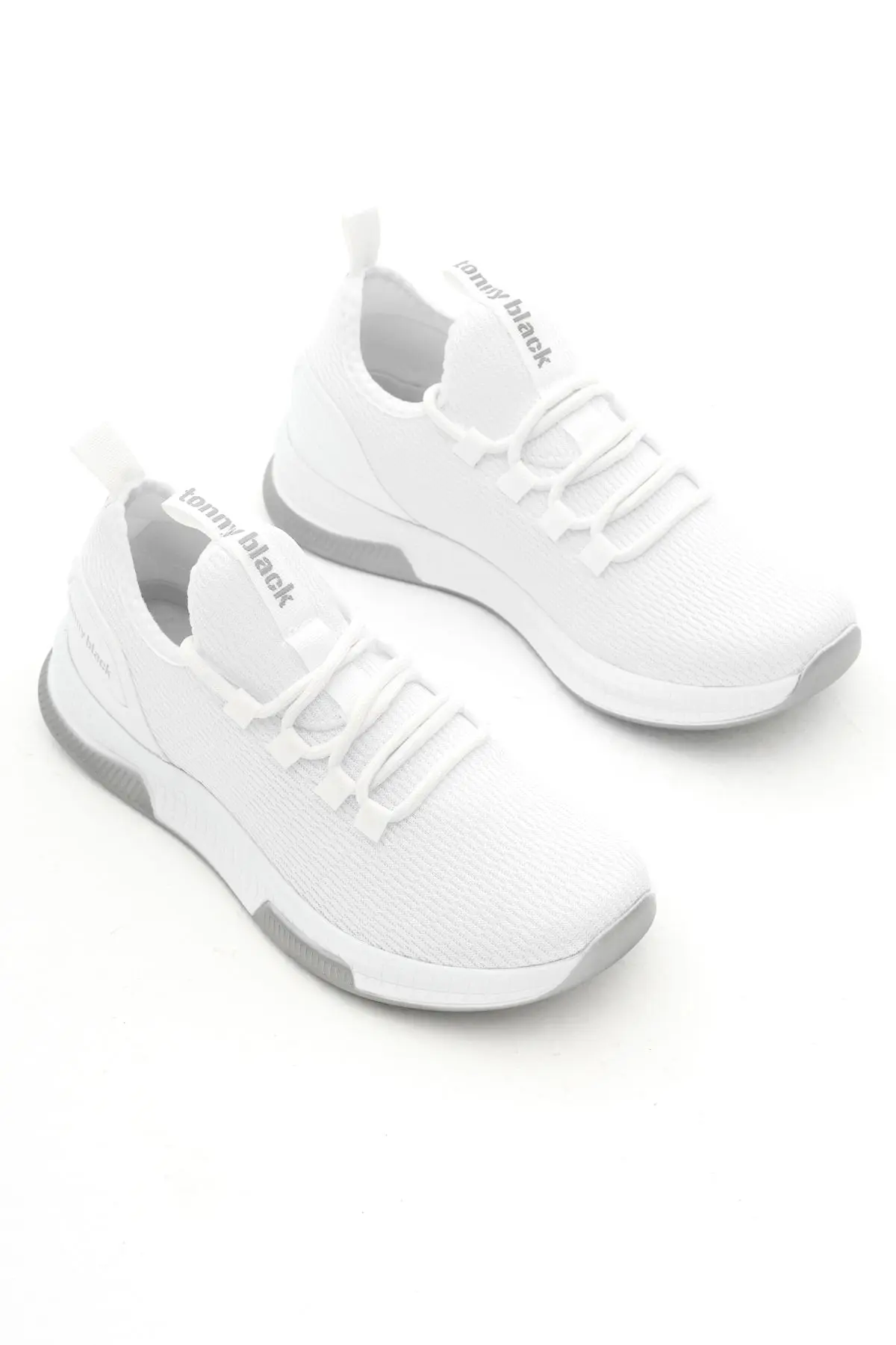 Unisex Beyaz Nefes Alabilen Kumaş Poli Taban Bağcıklı Spor Ayakkabı