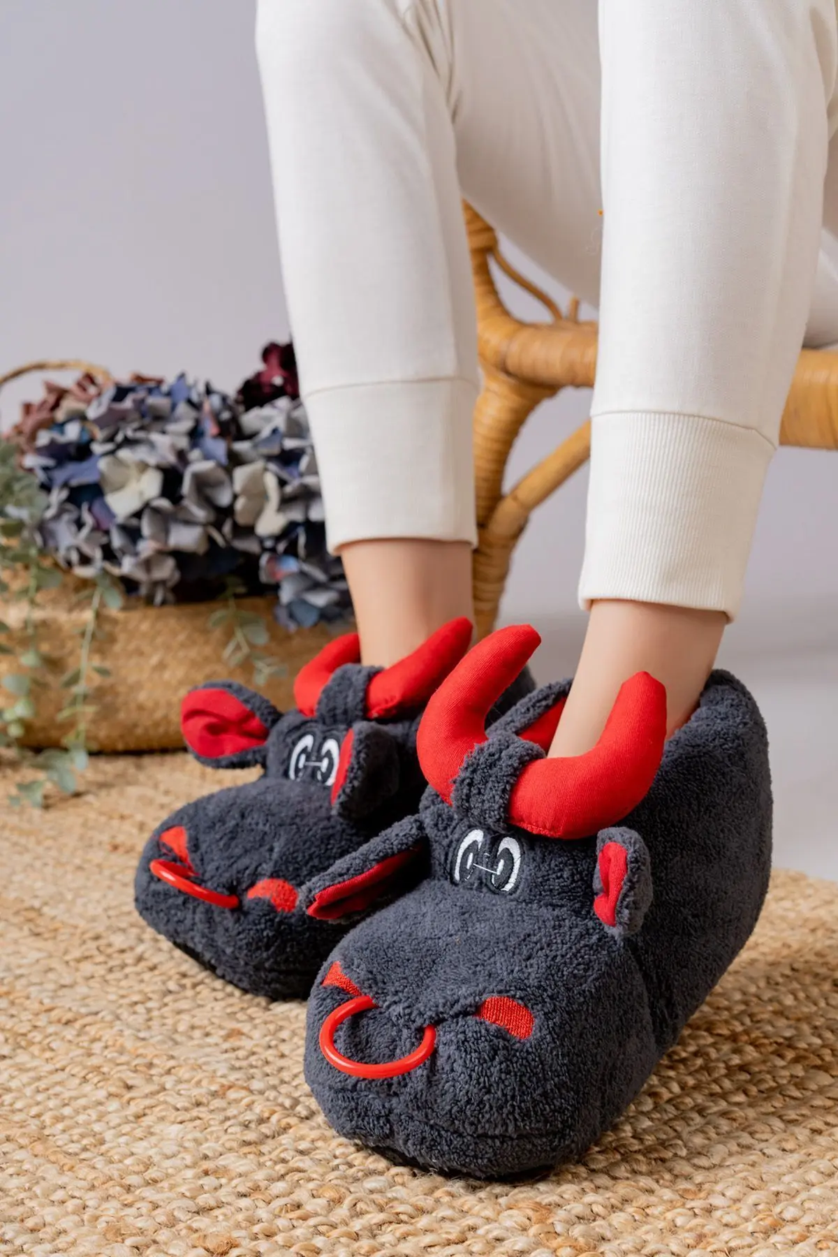 Unisex Hayvanlı Panduf Ev Ayakkabısı Ses Yapmaz Taban
