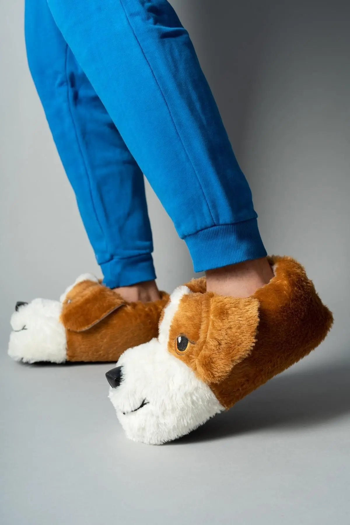 Unisex Köpek Fiğürlü Hayvanlı Panduf Ev Ayakkabısı Ses Yapmaz Taban Taba