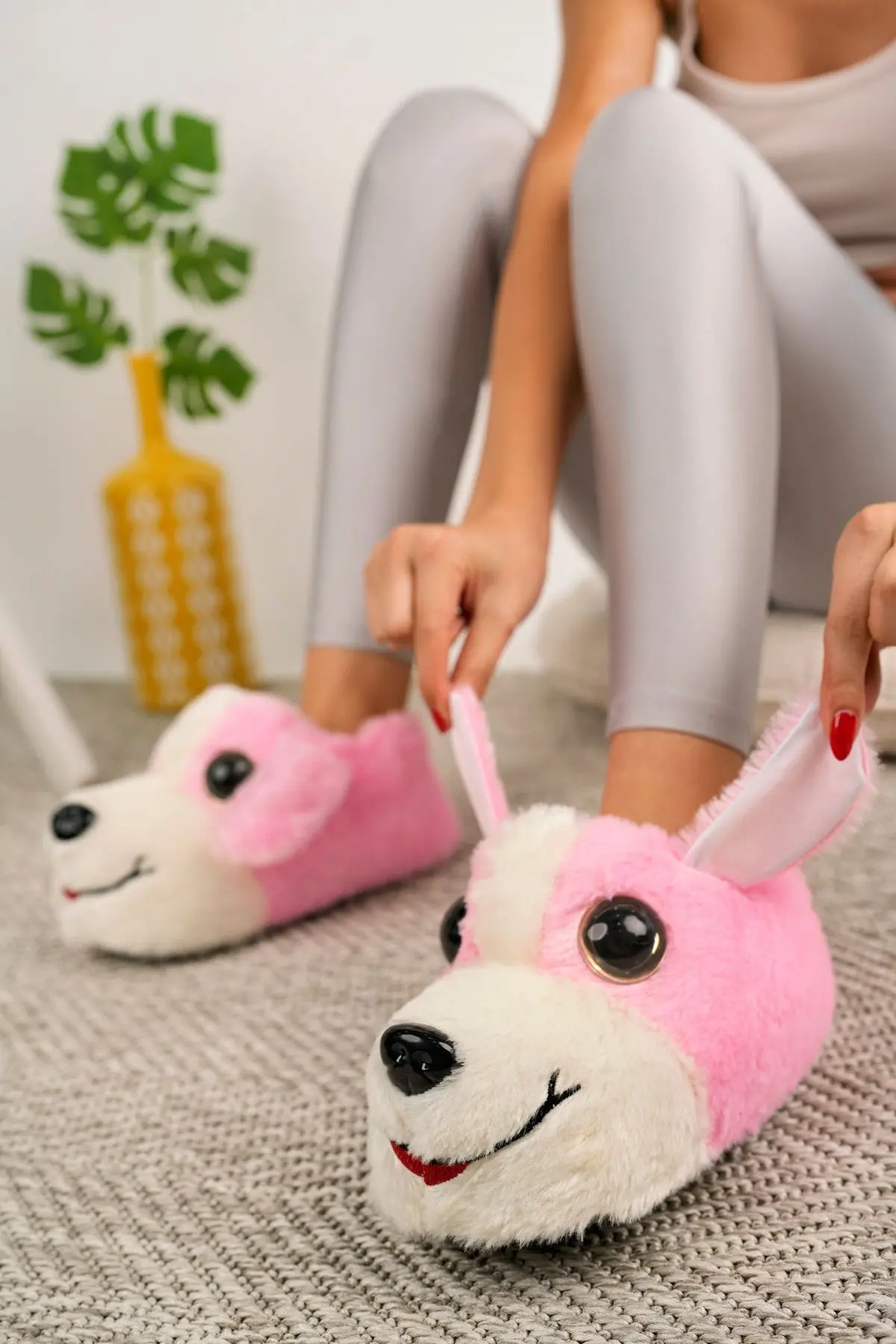 StWenn Unisex Hayvanlı Panduf Ev Ayakkabısı Ses Yapmaz Taban