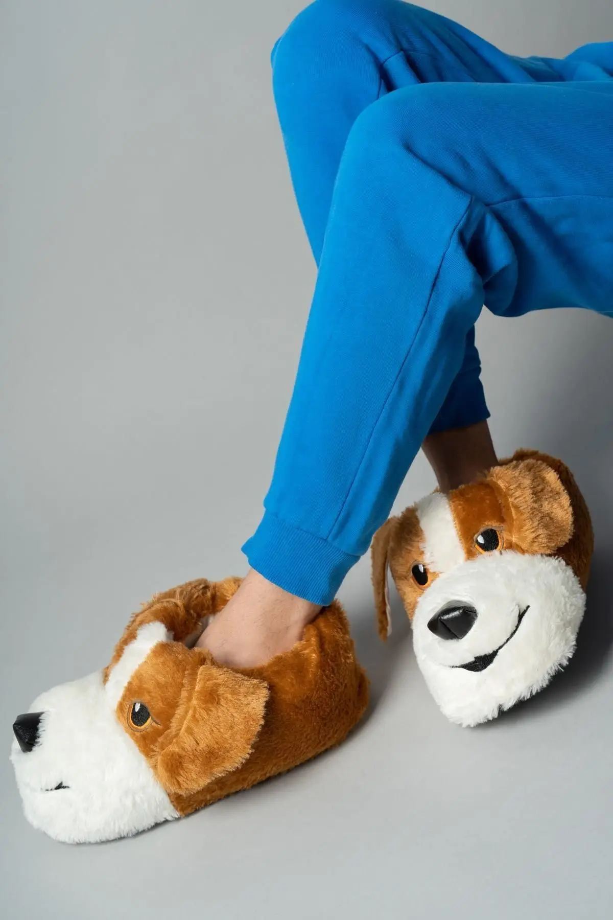 Unisex Köpek Fiğürlü Hayvanlı Panduf Ev Ayakkabısı Ses Yapmaz Taban Taba