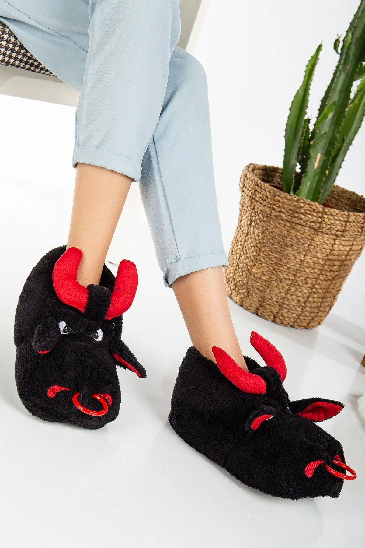 Unisex Hayvanlı Panduf Ev Ayakkabısı Ses Yapmaz Taban