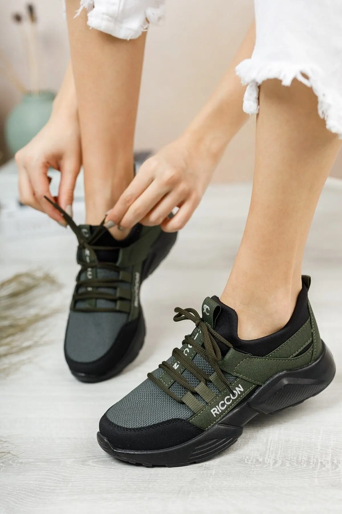 Unisex Haki Siyah Sneaker 0012072