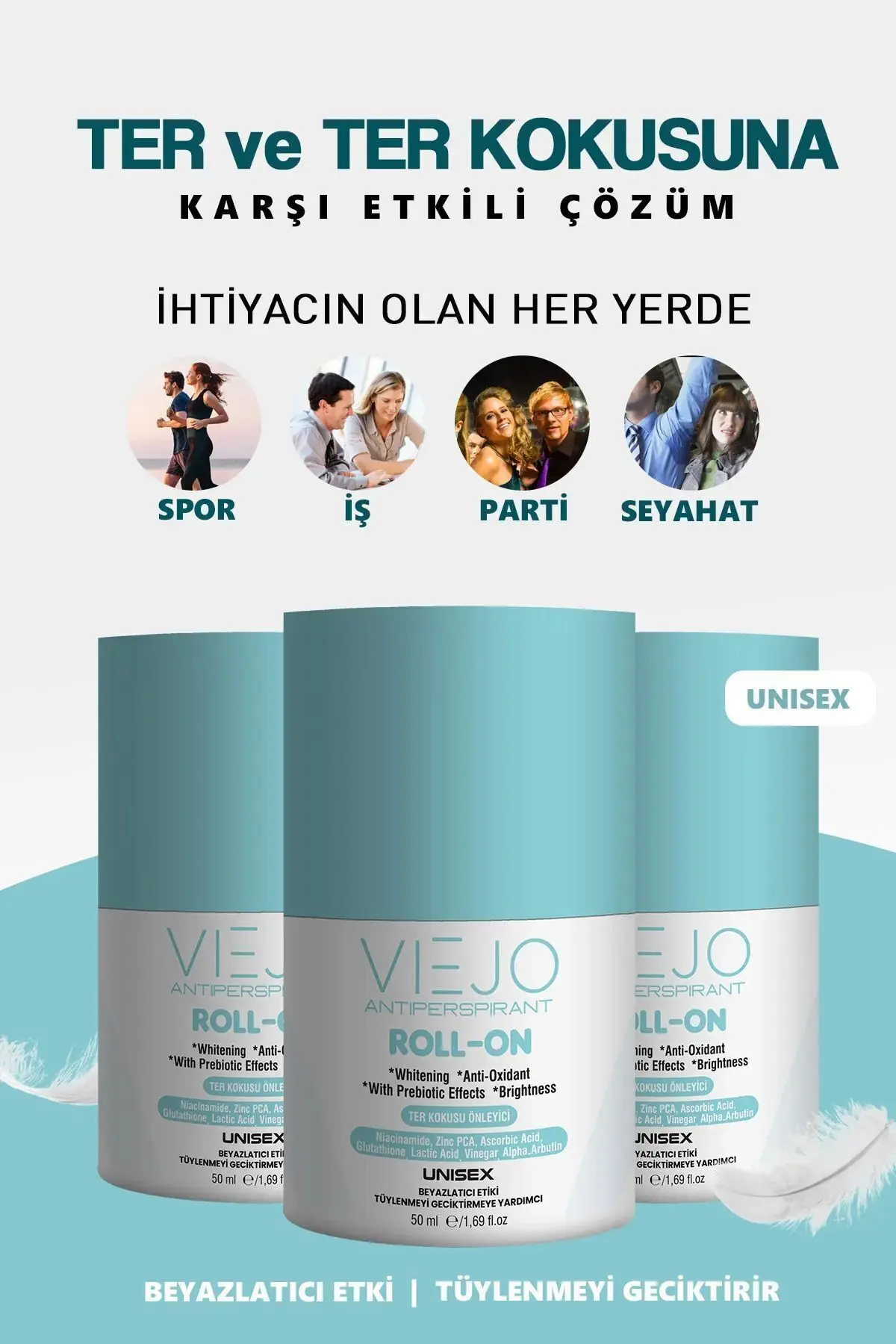 Koltuk Altı, El, Ayak Terleme Antiperspirant Beyazlatıcı Etkili Unisex Roll-on 50 ml