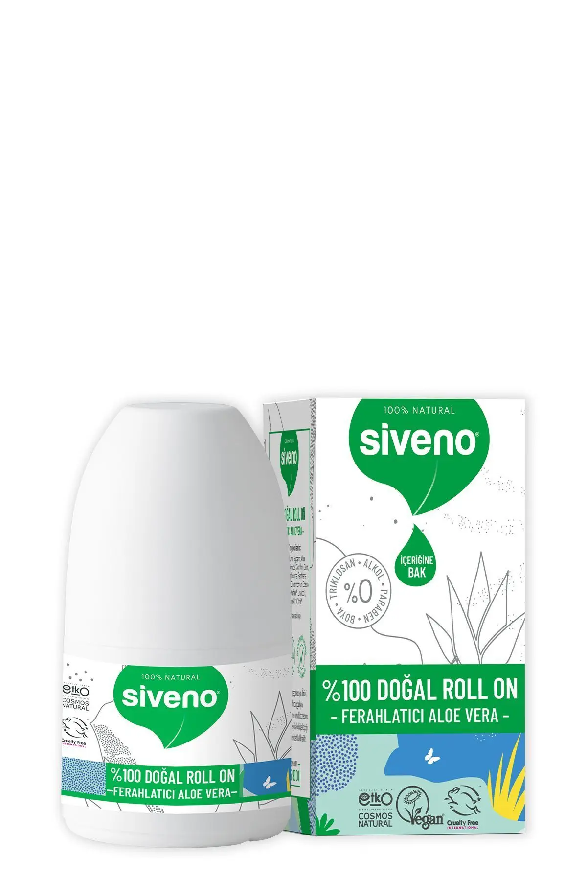 %100 Doğal Roll-on Aloe Vera Deodorant Ter Kokusu Önleyici Bitkisel Lekesiz Vegan 50 ml