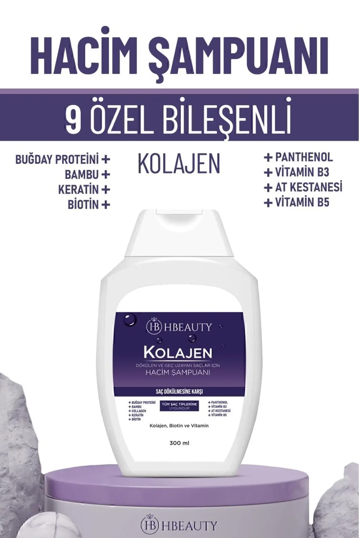 HBEAUTY Kolajen Ve Keratin Saç Dökülmesine Karşı Hızlı Sac Uzatan Dolgunlaştırıcı Onarıcı Besleyici Şampuan