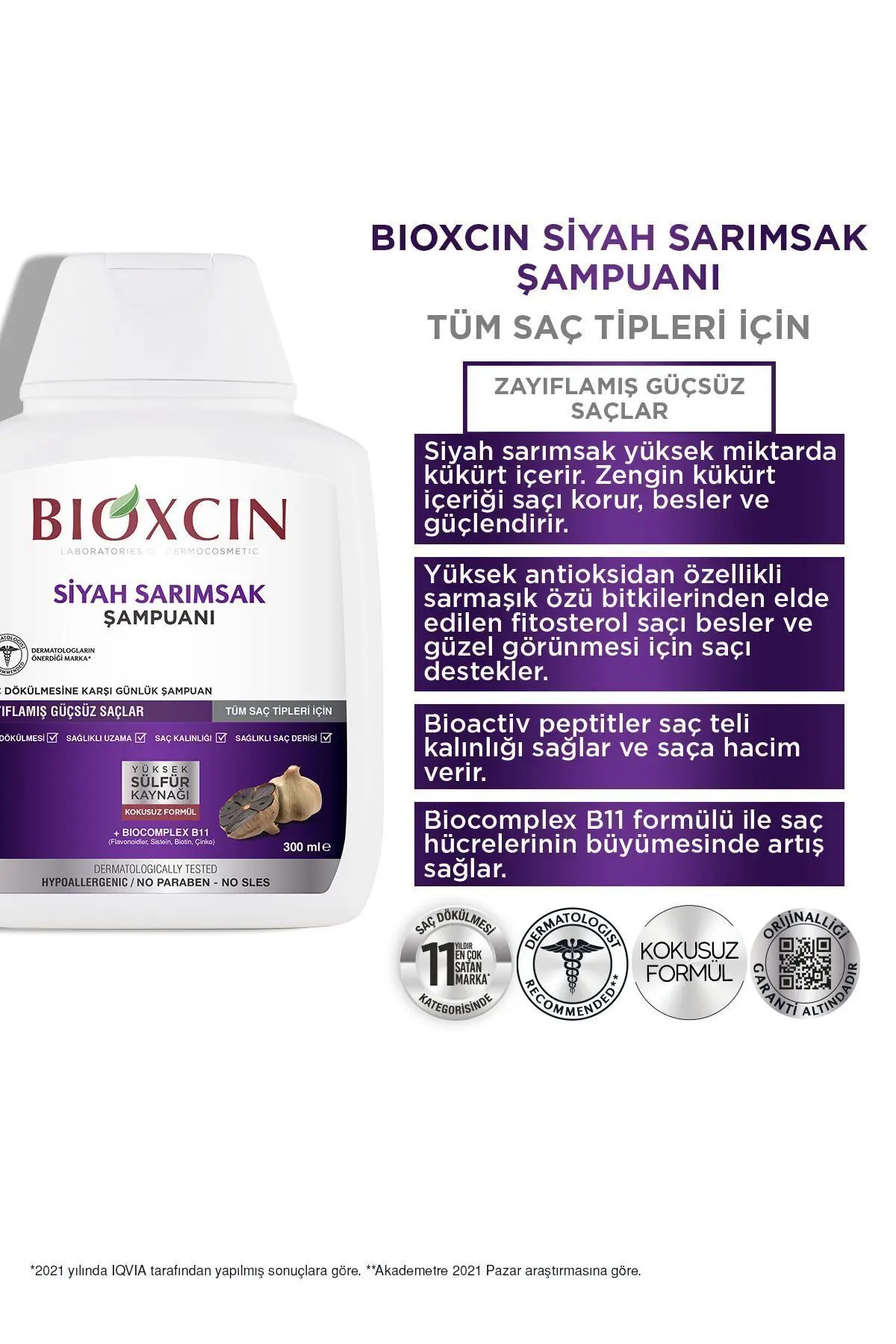 Siyah Sarımsak Şampuanı 3 al 2 Öde 3x300 Ml - Yıpranmış Seyrek Dökülen Saçlar