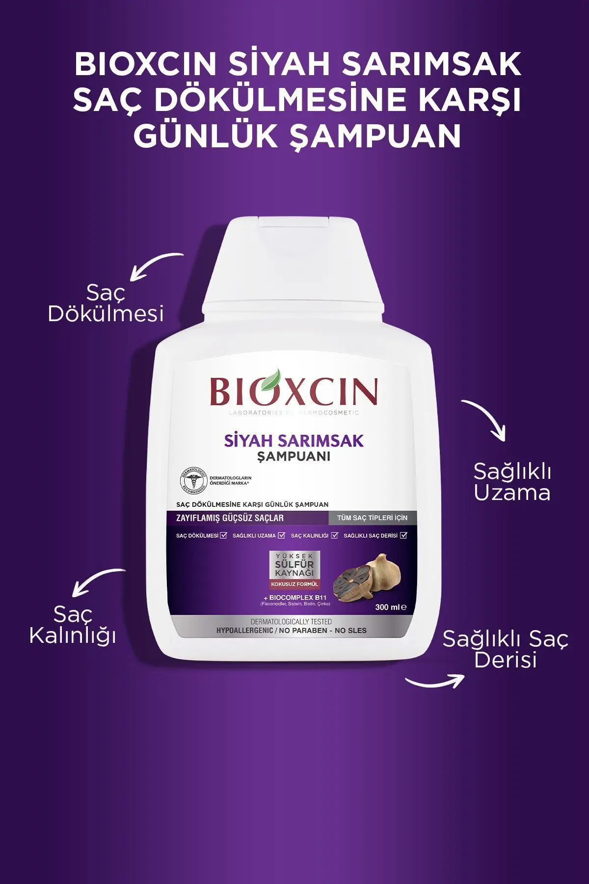 Siyah Sarımsak Şampuanı 3 al 2 Öde 3x300 Ml - Yıpranmış Seyrek Dökülen Saçlar