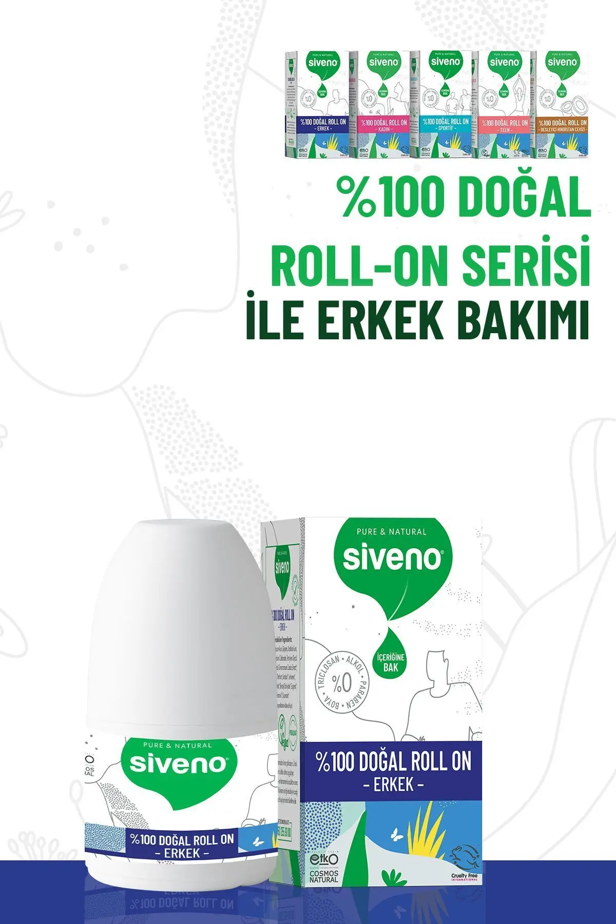 %100 Doğal Roll-on Erkek Deodorant Ter Kokusu Önleyici Bitkisel Leke Bırakmayan Vegan 50 ml
