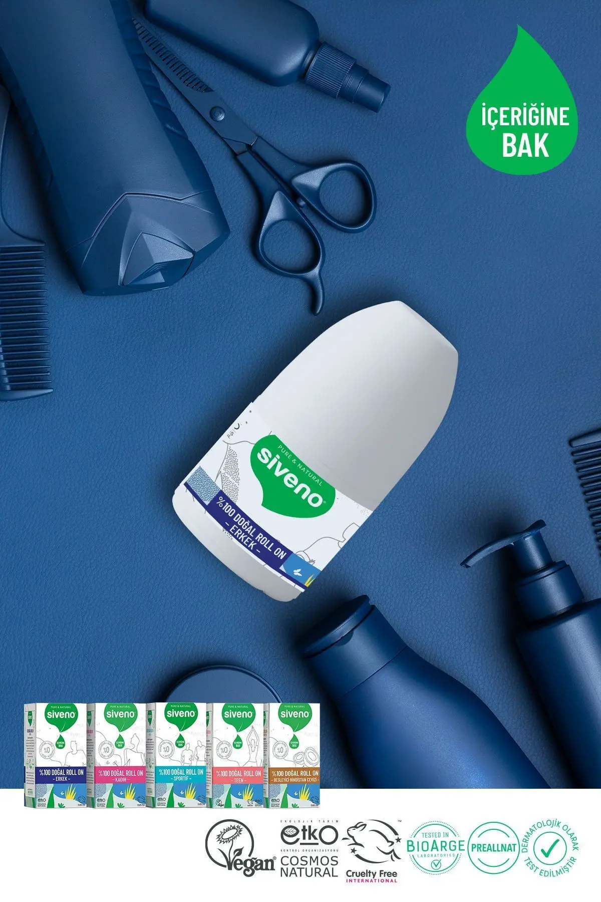 %100 Doğal Roll-on Erkek Deodorant Ter Kokusu Önleyici Bitkisel Leke Bırakmayan Vegan 50 ml
