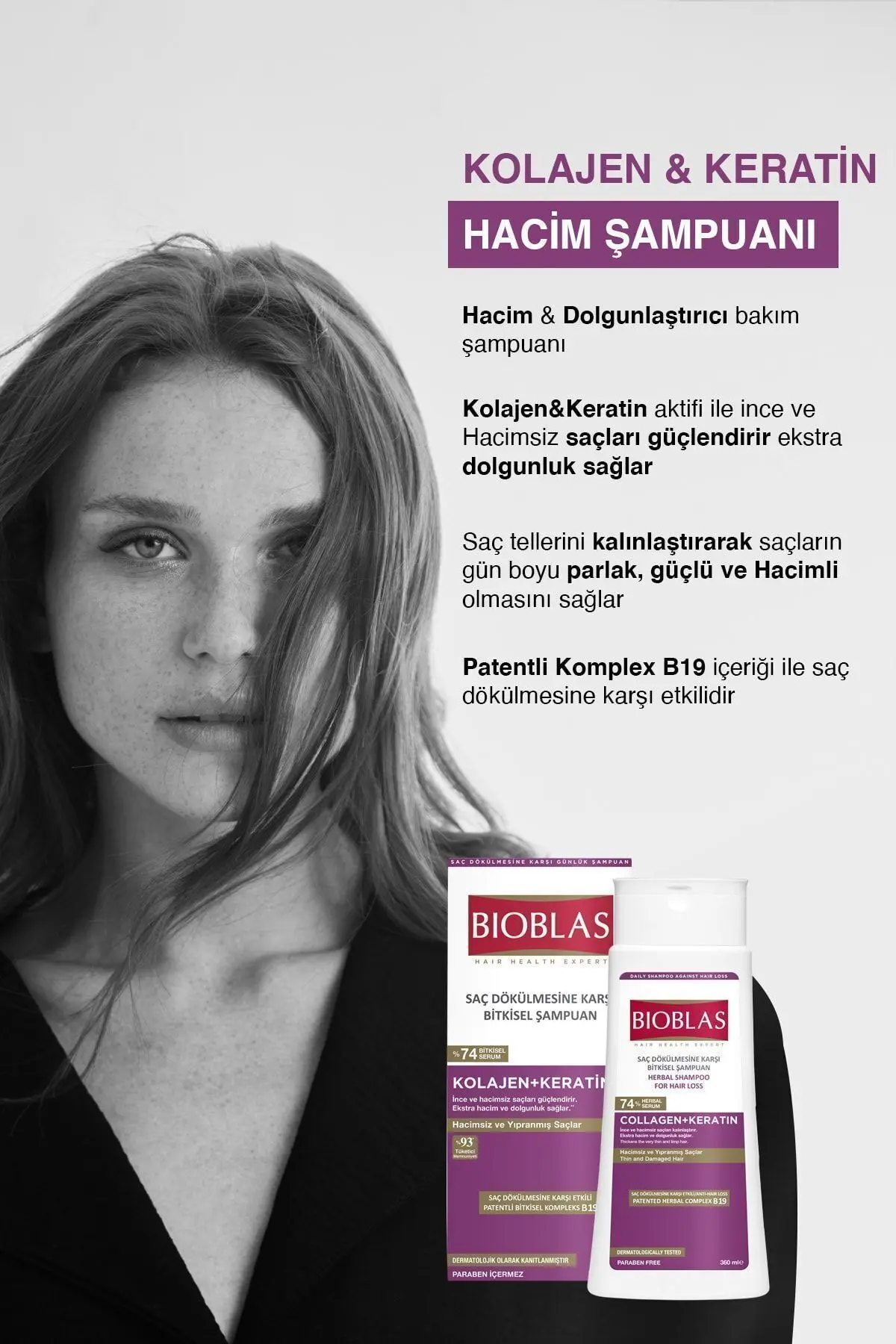 Saç Dökülmesine Karşı Hacim Şampuan 360 ml - İnce ve Hacimsiz saçlar için