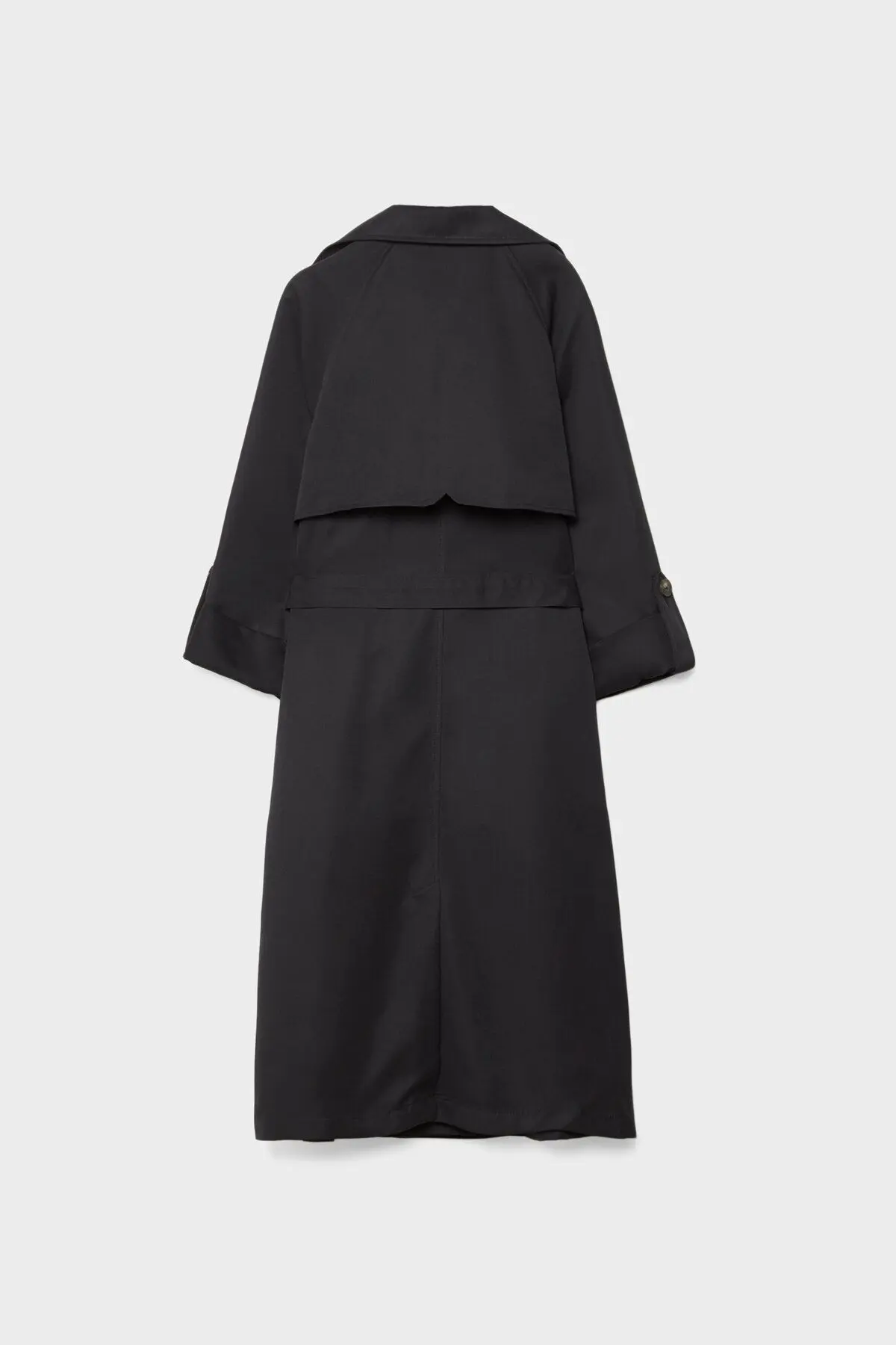 Dökümlü Uzun Trençkot