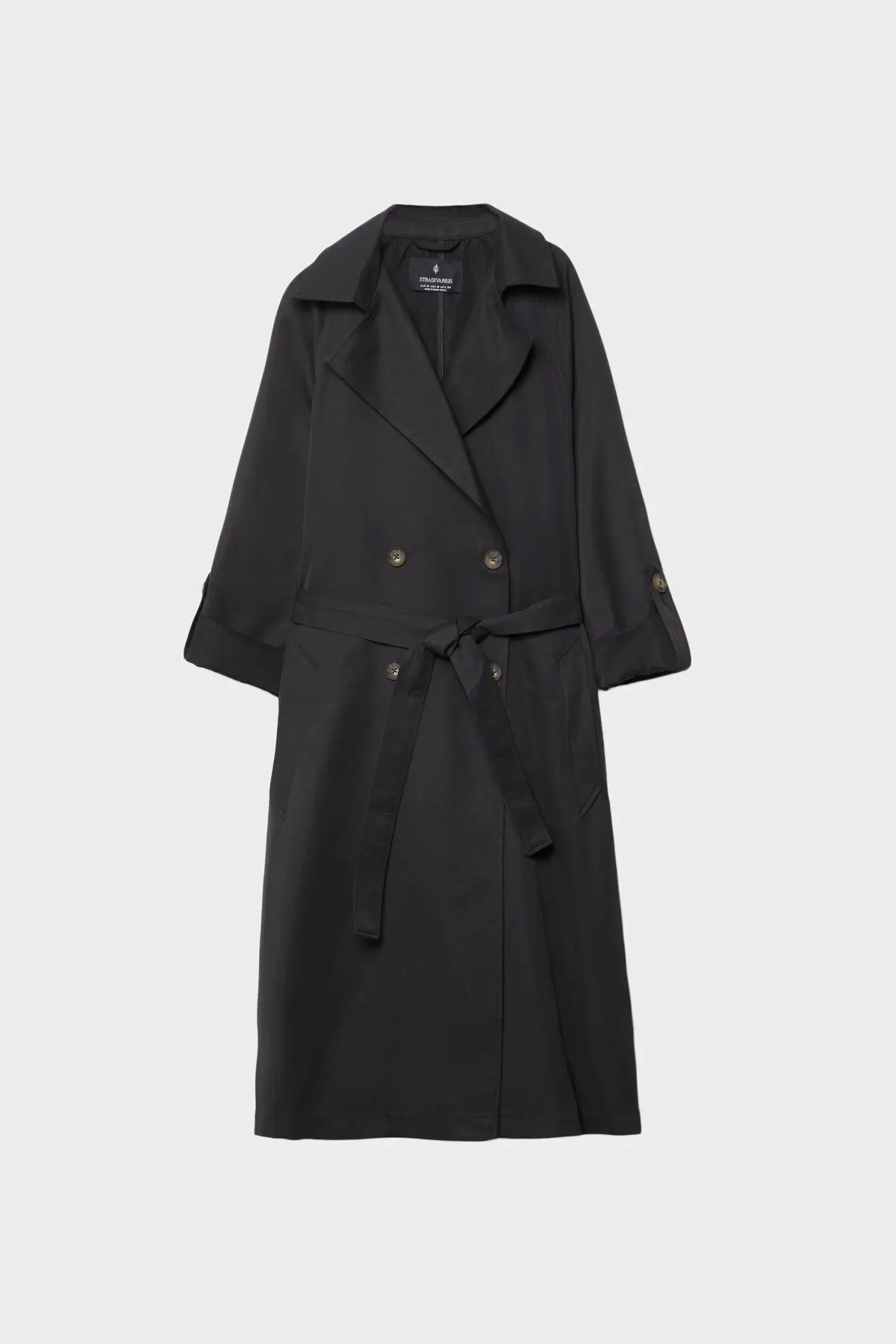 Dökümlü Uzun Trençkot