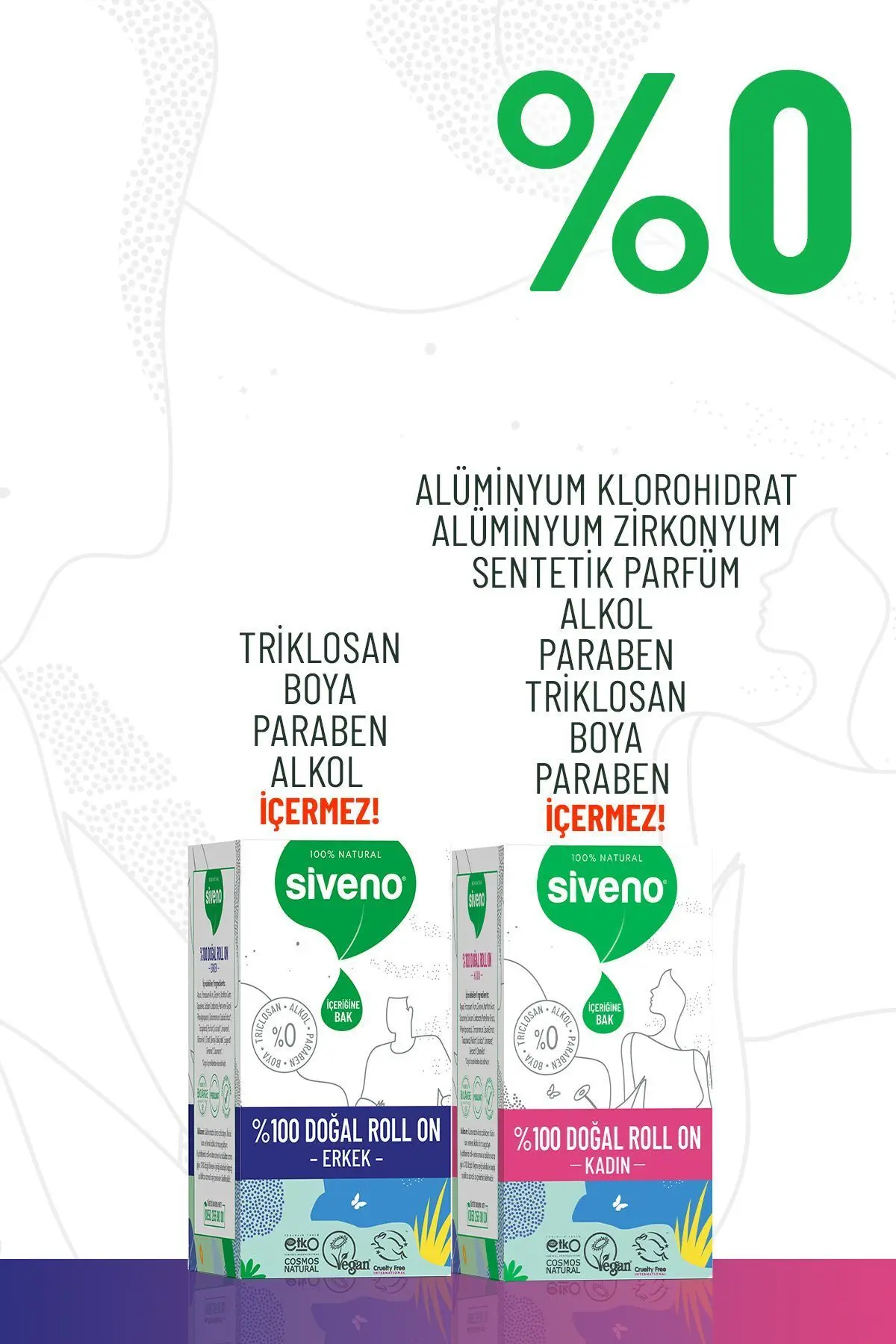 %100 Doğal Roll On Kadın & Erkek Deodorant Ter Kokusu Önleyici Bitkisel Lekesiz 50 ml Set