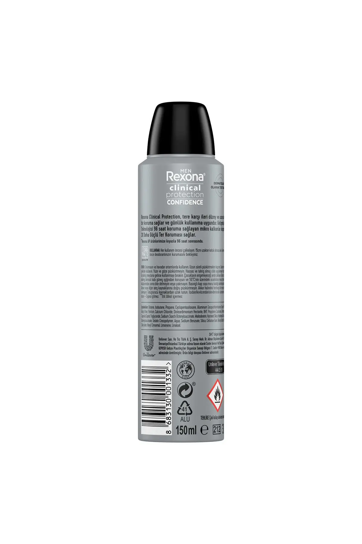 Men Clinical Protection Erkek Sprey Deodorant Confidence 96 Saat Koruma 150 ml