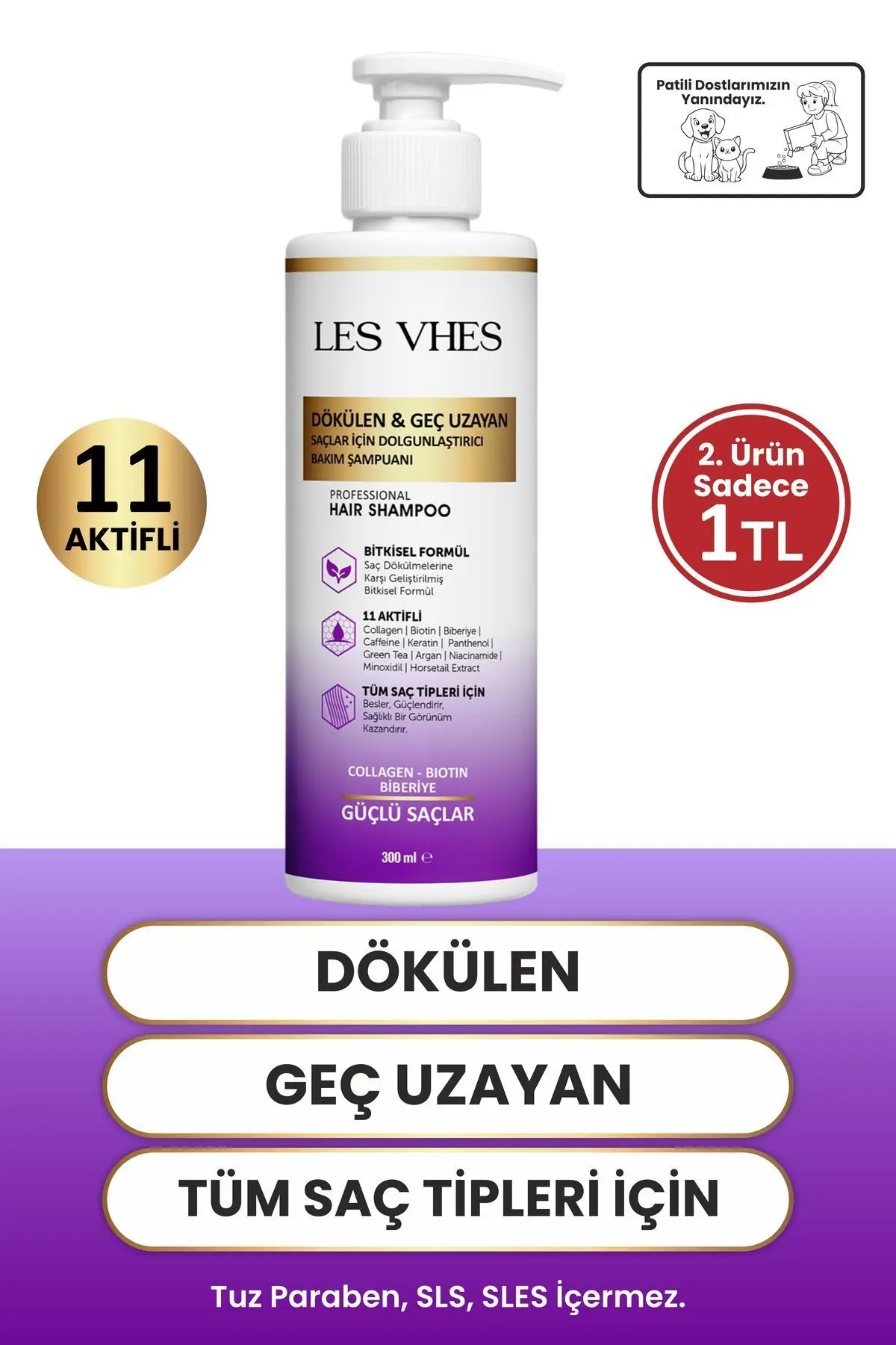 Kolajen Ve Keratin Saç Dökülmesine Karşı Hızlı Sac Uzatan Dolgunlaştırıcı Onarıcı Besleyici Şampuan