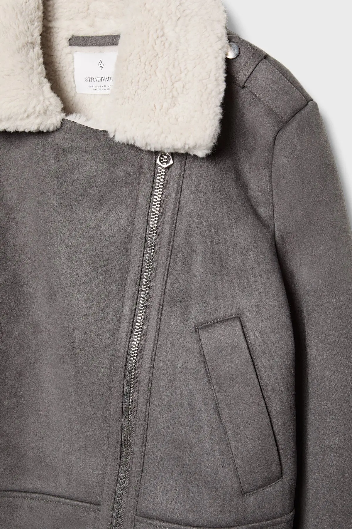 Içi Suni Kürklü Suni Süet Crop Biker Ceket