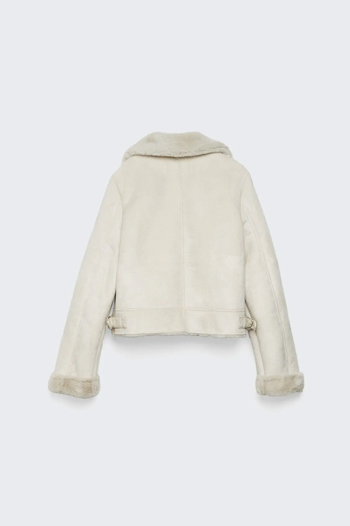 Içi Suni Kürklü Suni Süet Crop Biker Ceket
