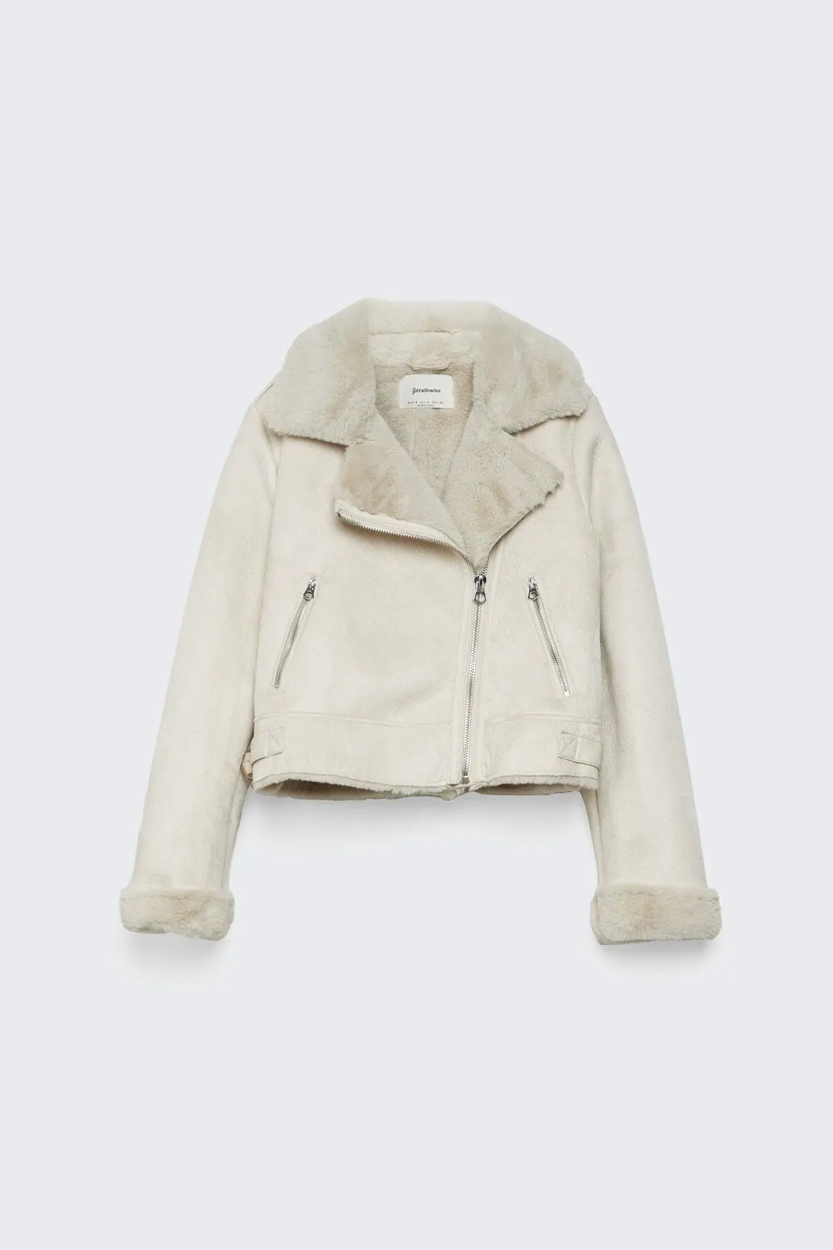 Içi Suni Kürklü Suni Süet Crop Biker Ceket