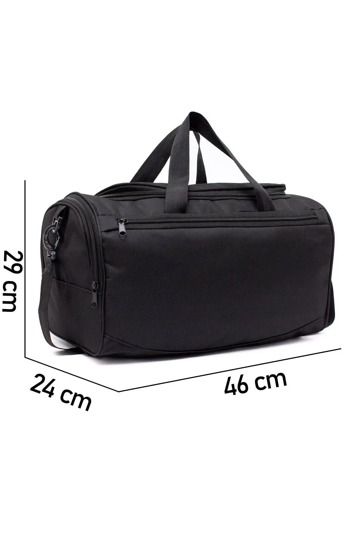 Siyah Önü Cepli Ayakkabı Bölmeli Geniş Bavul Seyahat Gym Fitness El ve Spor Çantası