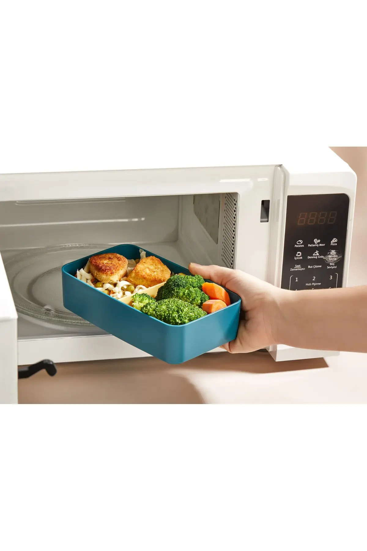 2 Katlı Çatal Kaşıklı Ayarlanabilir Bölme Beslenme Kabı Sarı Kapak