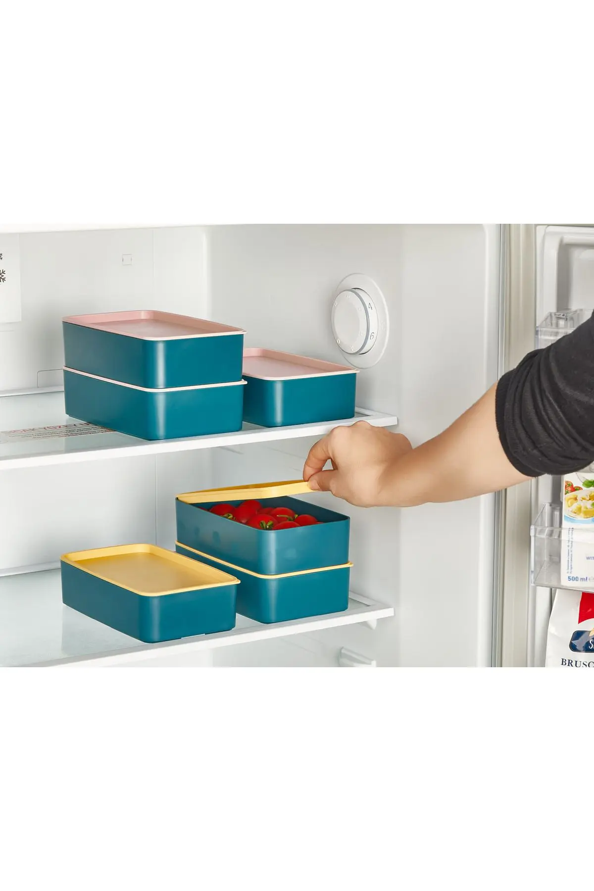 2 Katlı Çatal Kaşıklı Ayarlanabilir Bölme Beslenme Kabı Sarı Kapak