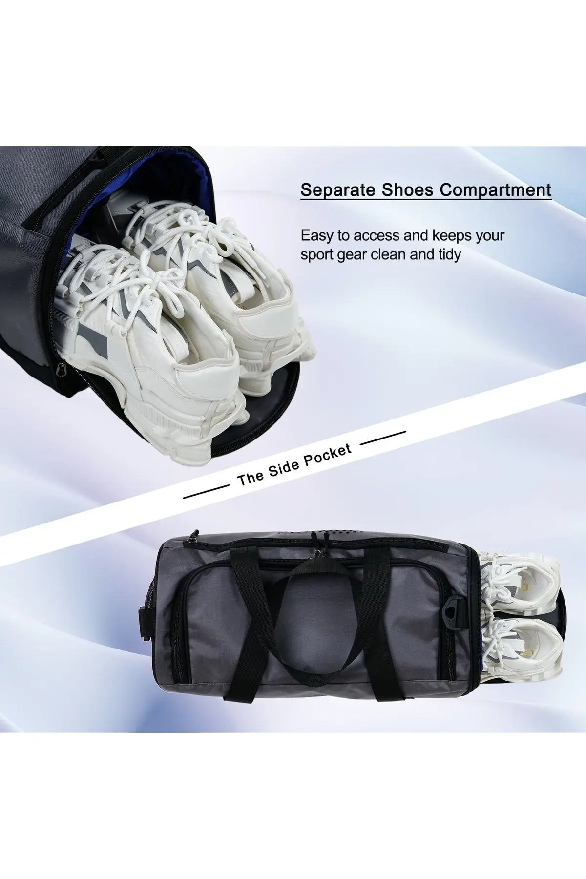 Ayakkabı Gözlü Havalandırmalı Orta Boy Unisex Gri Spor Fitness Ve Seyahat Çantası