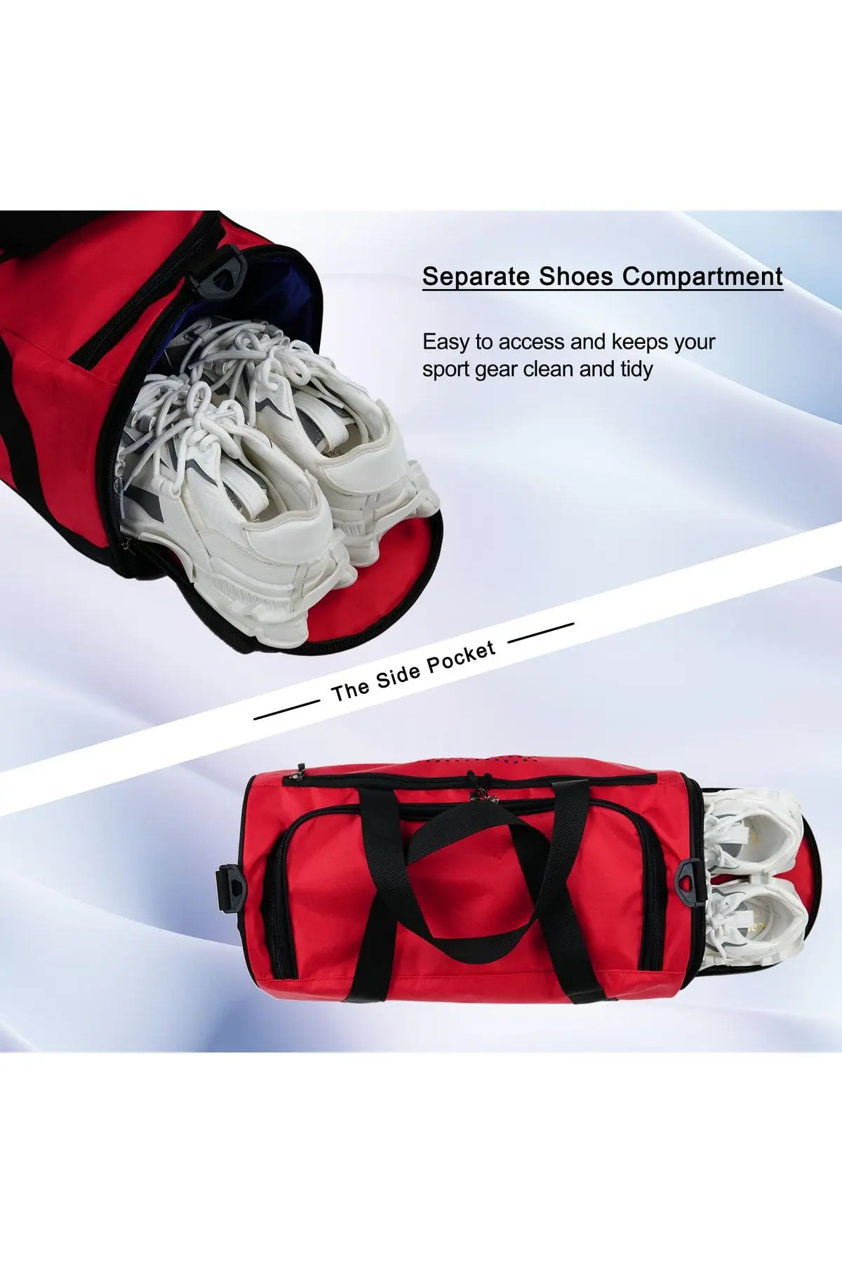 Ayakkabı Gözlü Orta Boy Unisex Kırmızı Spor Fitness Ve Seyahat Çantası