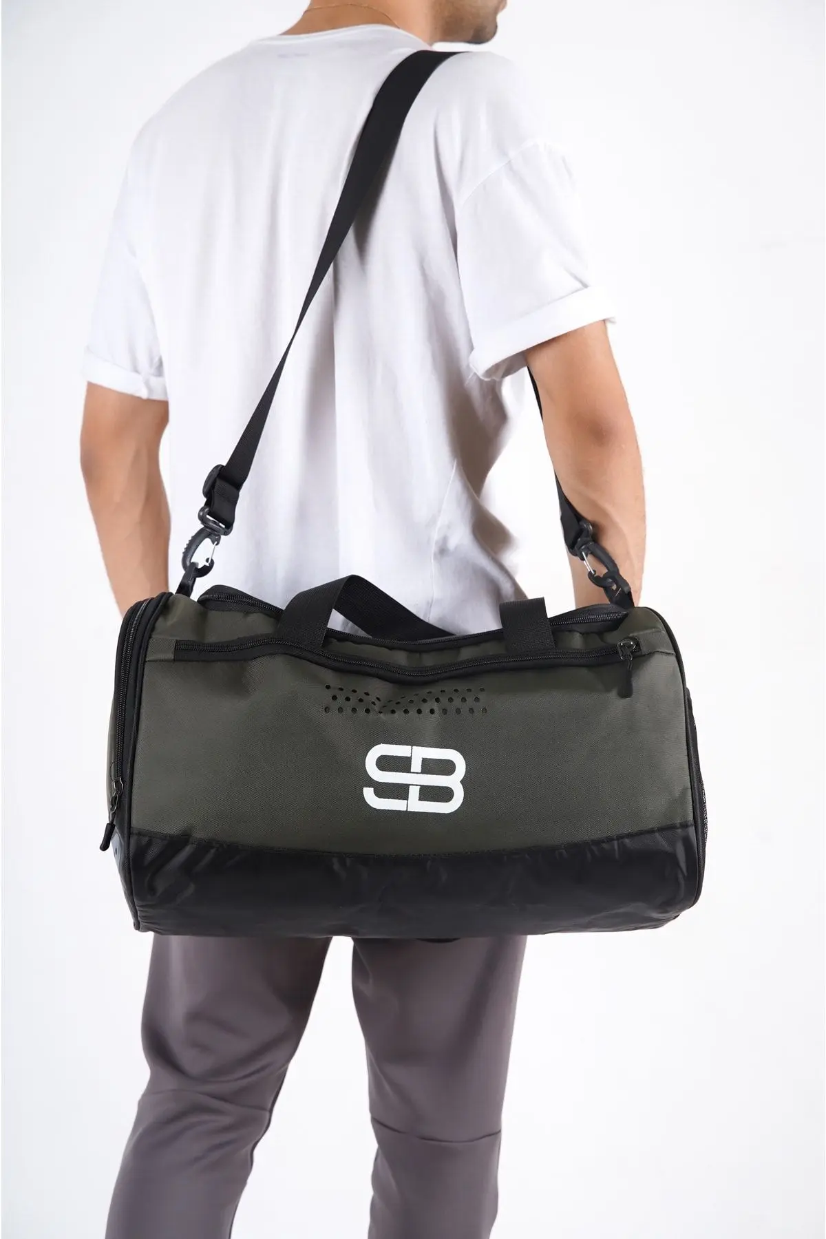 Haki Ayakkabı Gözlü Unisex Orta Boy Spor Fitness Ve Seyahat Çantası