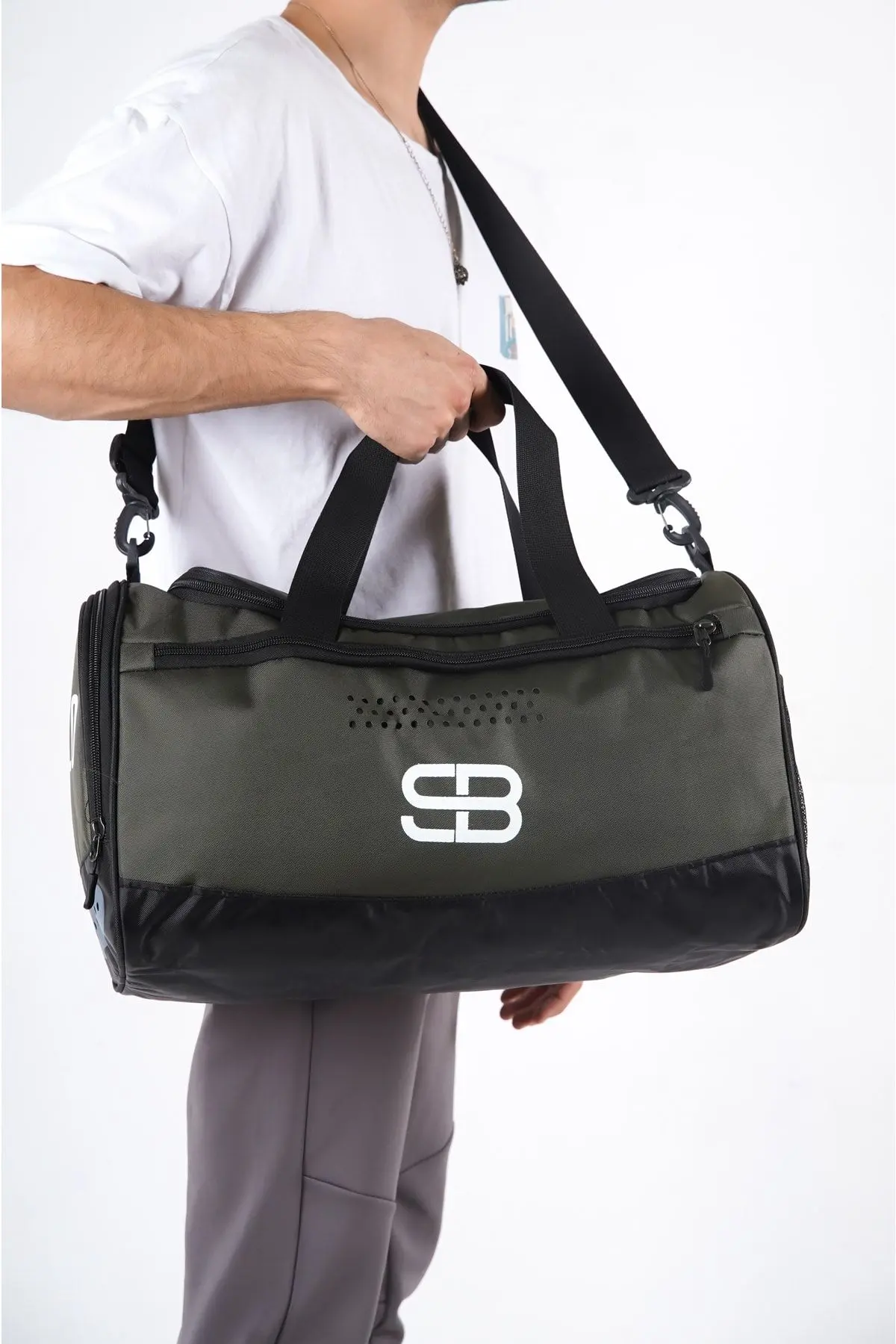 Haki Ayakkabı Gözlü Unisex Orta Boy Spor Fitness Ve Seyahat Çantası