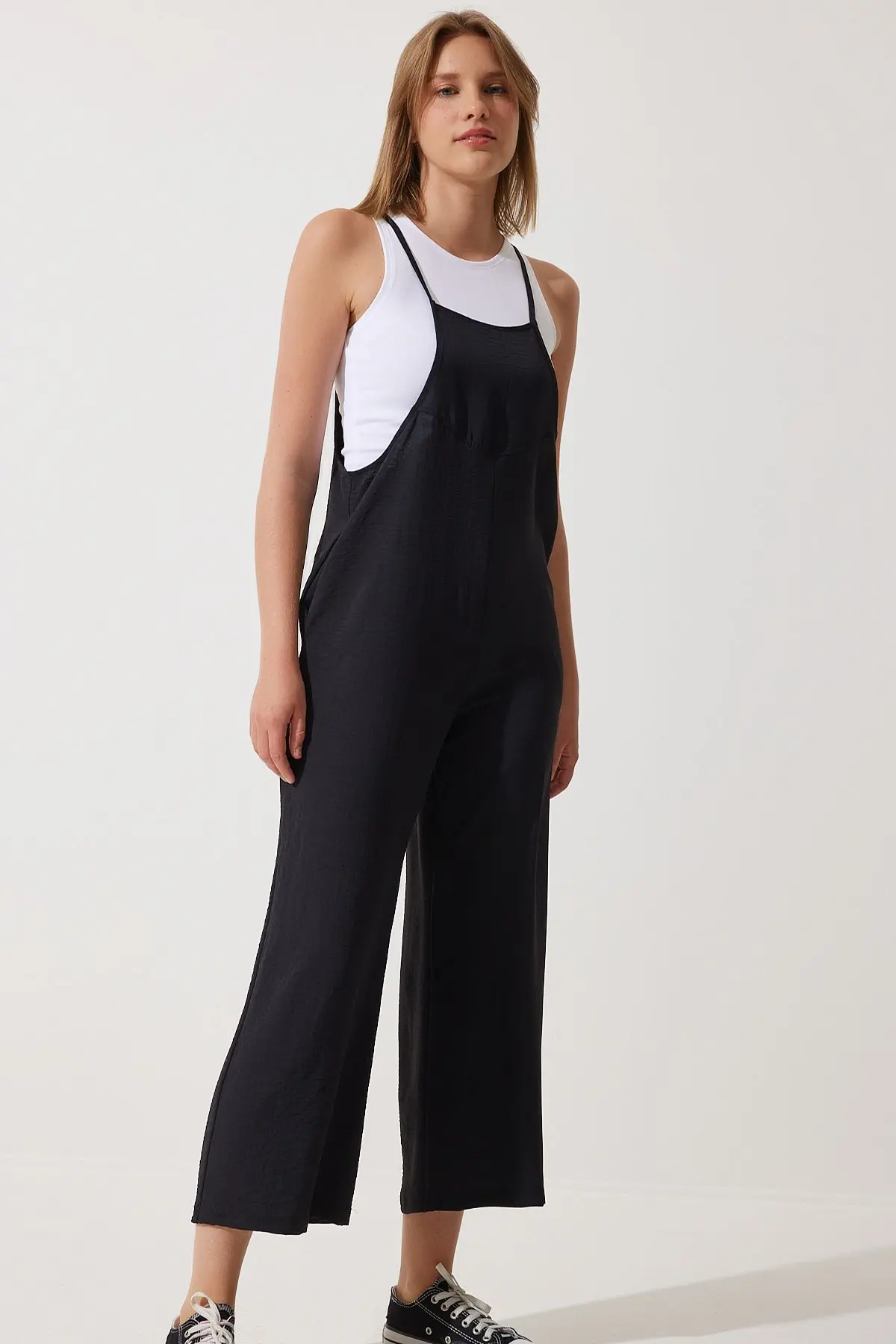 Kadın Siyah Cepli Bahçıvan Tulum DD00910