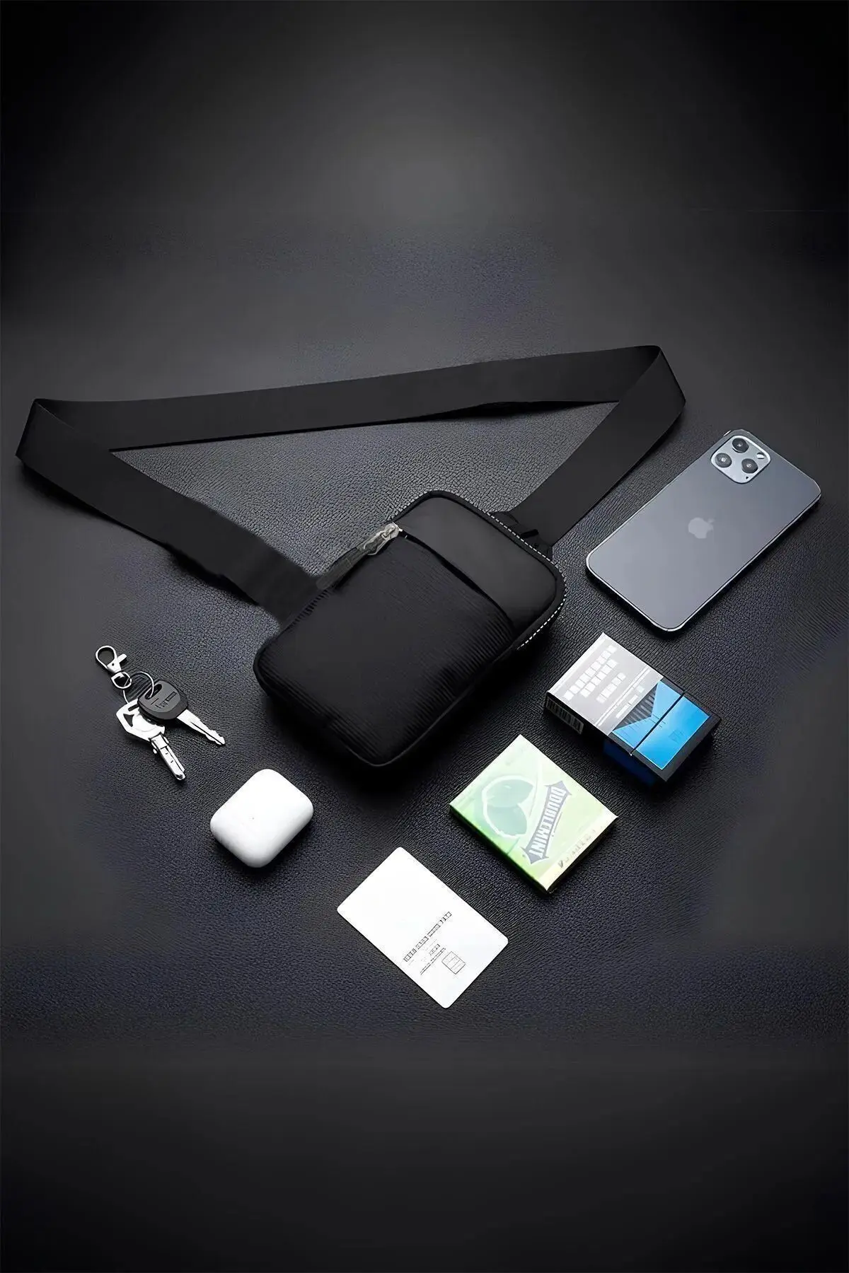 Unisex Impertex Kumaş Telefon Bölmeli Bel Ve Çapraz Omuz Çanta Göğüs Seyahet Günlük Bodybag