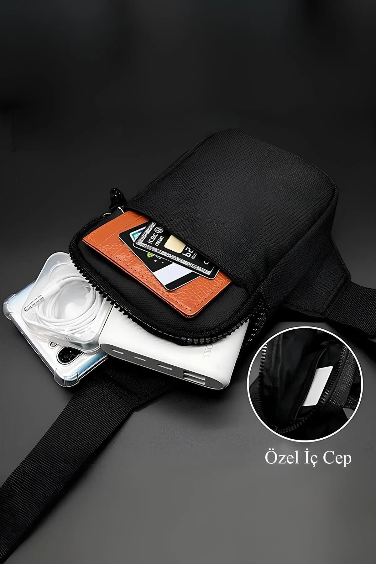 Unisex Impertex Kumaş Telefon Bölmeli Bel Ve Çapraz Omuz Çanta Göğüs Seyahet Günlük Bodybag