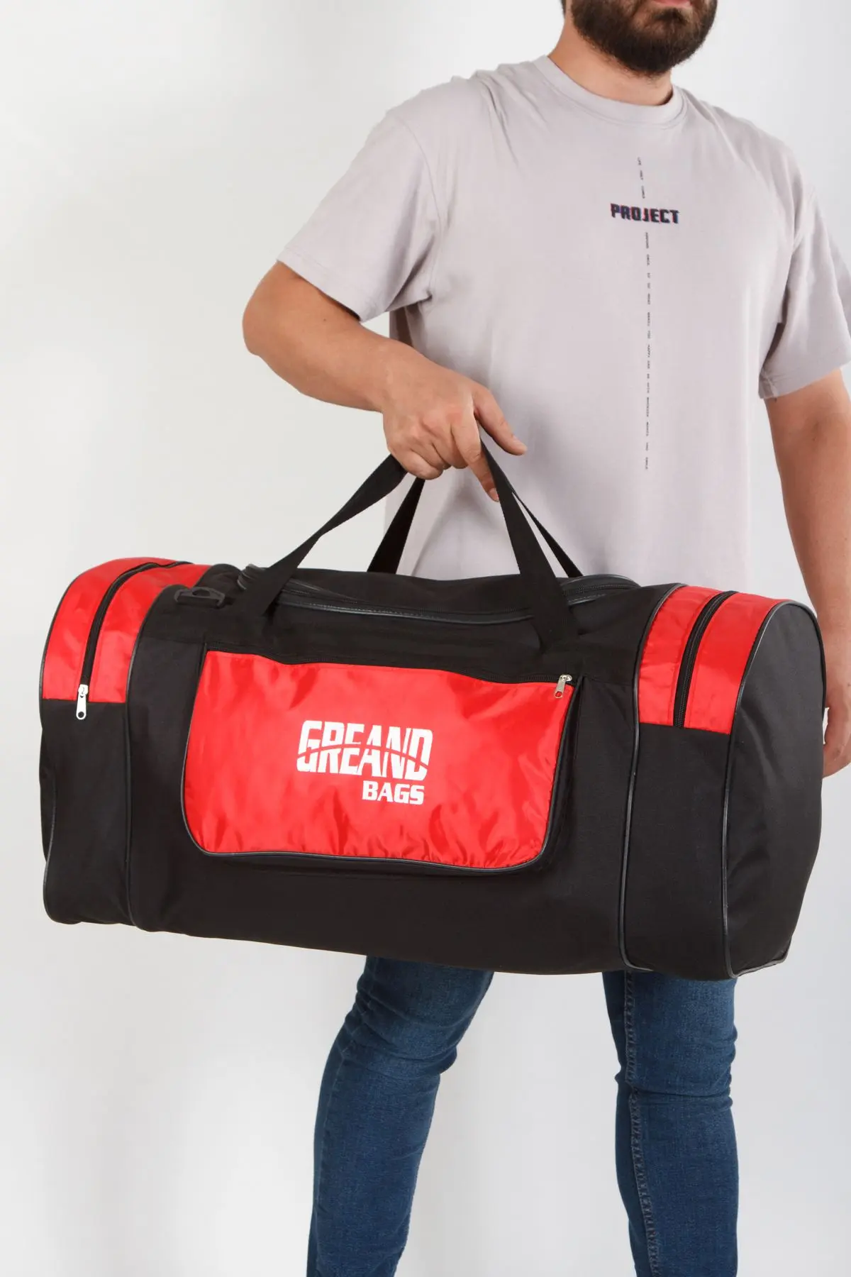 Unisex Kırmızı Valiz Çanta 4 Bölmeli Çanta Spor Çantası Seyahat Çantası El Ve Omuz Çantası