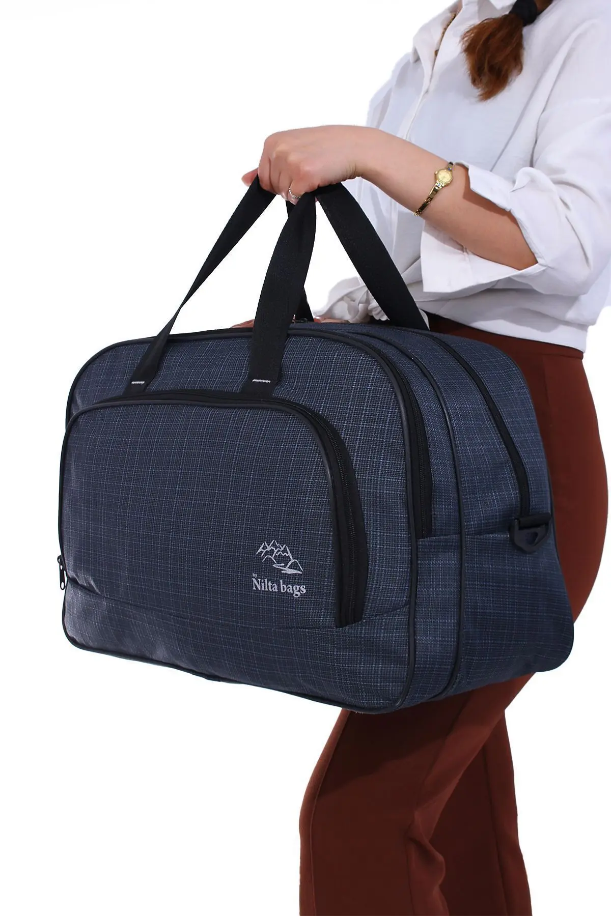 Nil-01 Unısex Havlu Kumaş Hostes Valiz Seyahat Tatil Spor Hastane Çok Gözlü El Ve Omuz Çantası Kabin