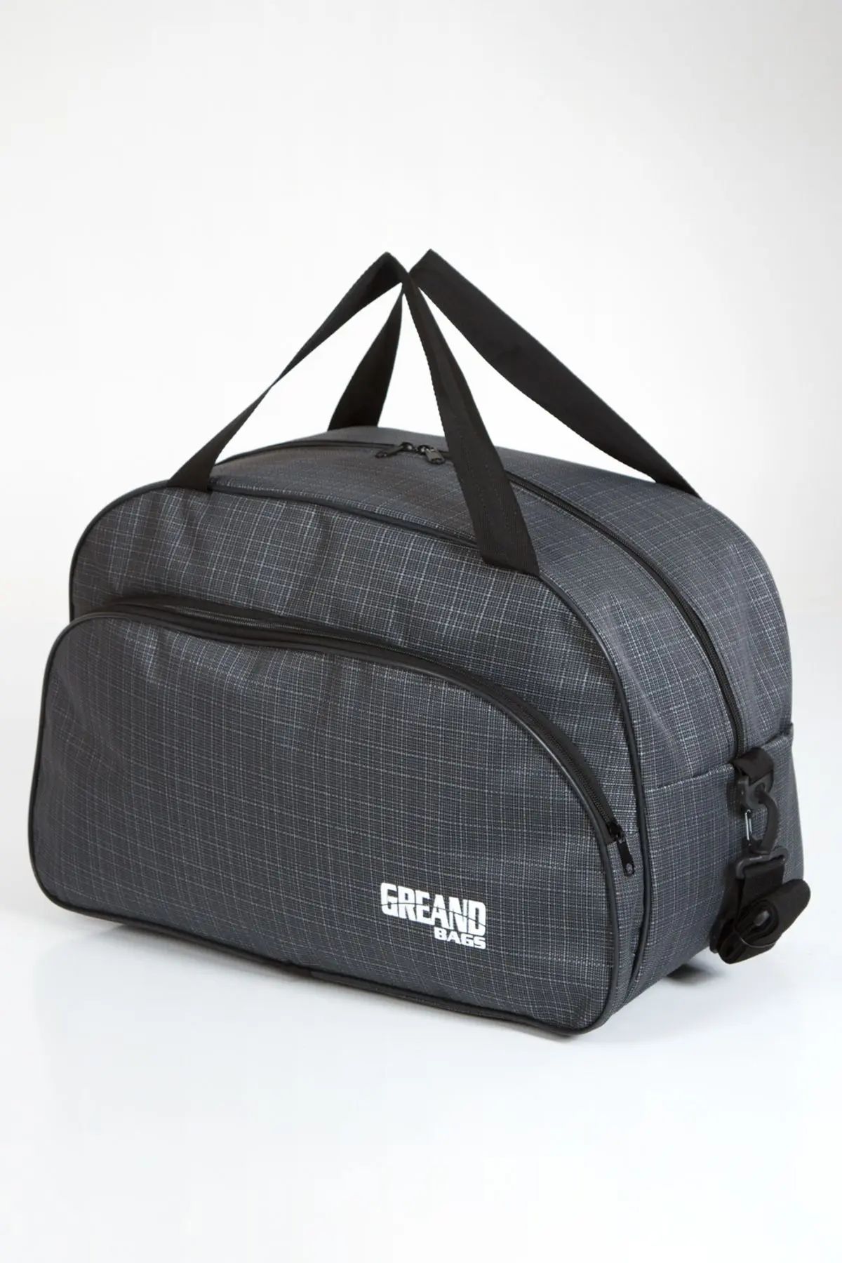 GreandBags Gri Unisex Havlu Kumaş Seyahat Hostes Kabin Boy Çanta El Ve Omuz Çantası