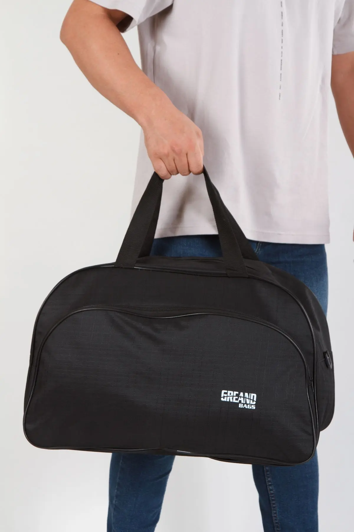 Siyah Unisex Havlu Kumaş Seyahat Hostes Kabin Boy Çanta El Ve Omuz Çantası