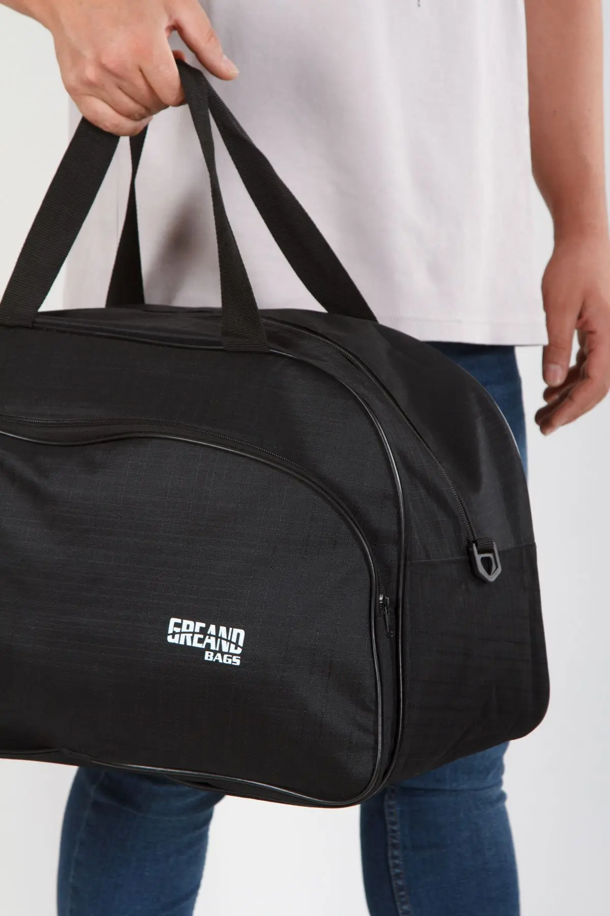 Siyah Unisex Havlu Kumaş Seyahat Hostes Kabin Boy Çanta El Ve Omuz Çantası