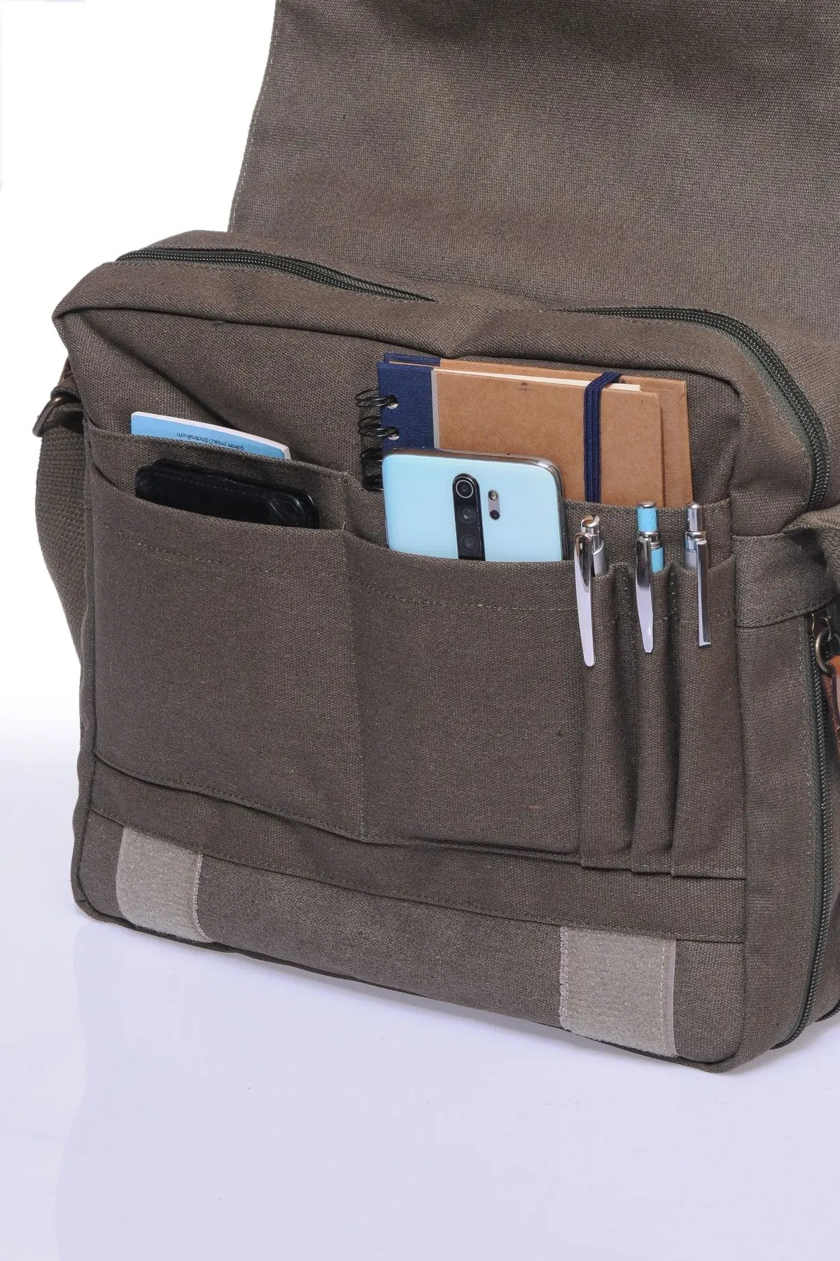 Gk12 Kanvas Postacı Yatık Çapraz Çanta Haki