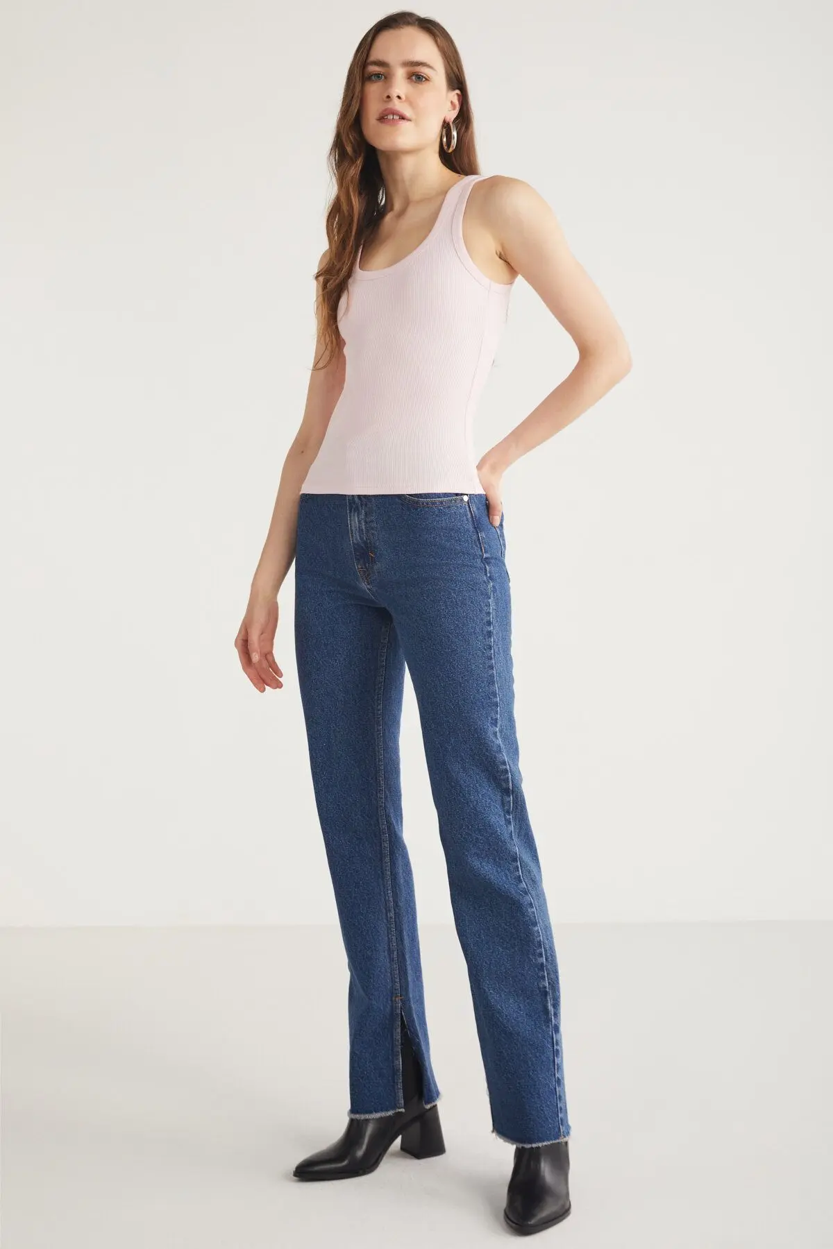 Lıllesol Kadın Fitilli Görünümlü Kalın Askılı Basic Pembe Atlet