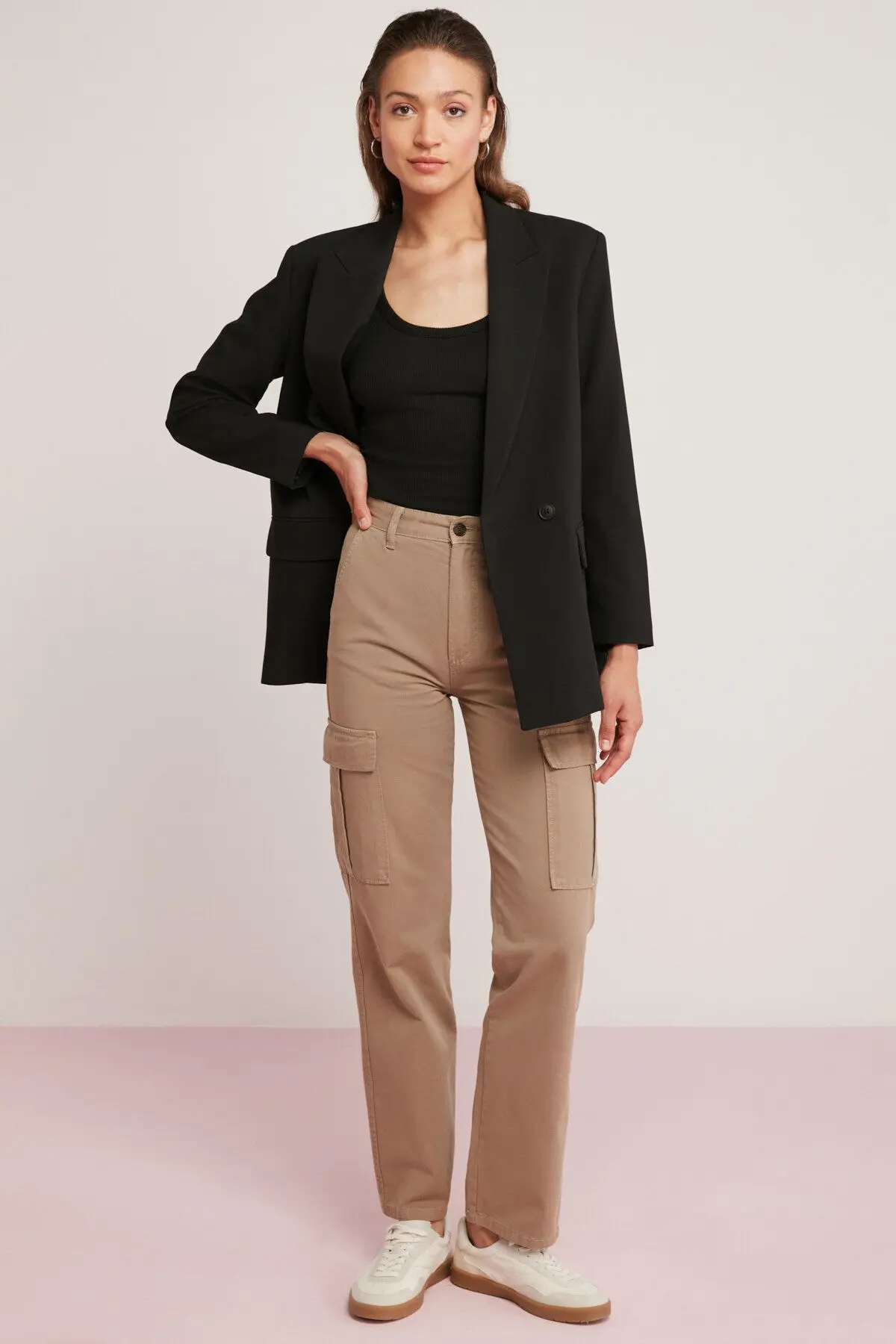 Lıllesol Kadın Fitilli Görünümlü Kalın Askılı Basic Siyah Atlet