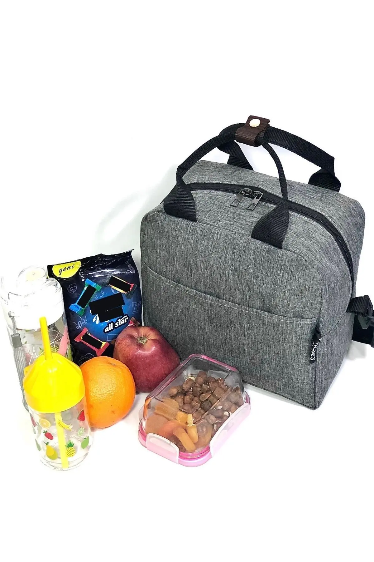 Termal , Isı Yalıtımlı (SICAK/SOGUK) Beslenme ,yemek Taşıma Çantası Gri