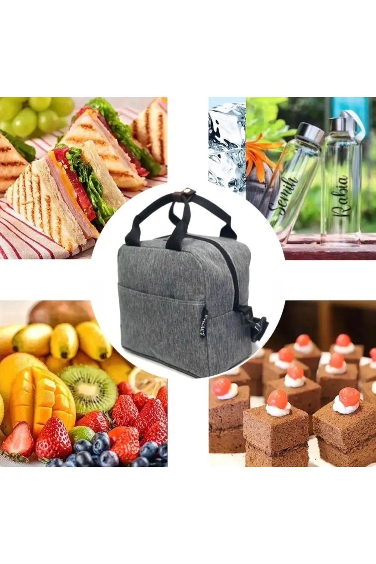 Termal , Isı Yalıtımlı (SICAK/SOGUK) Beslenme ,yemek Taşıma Çantası Gri