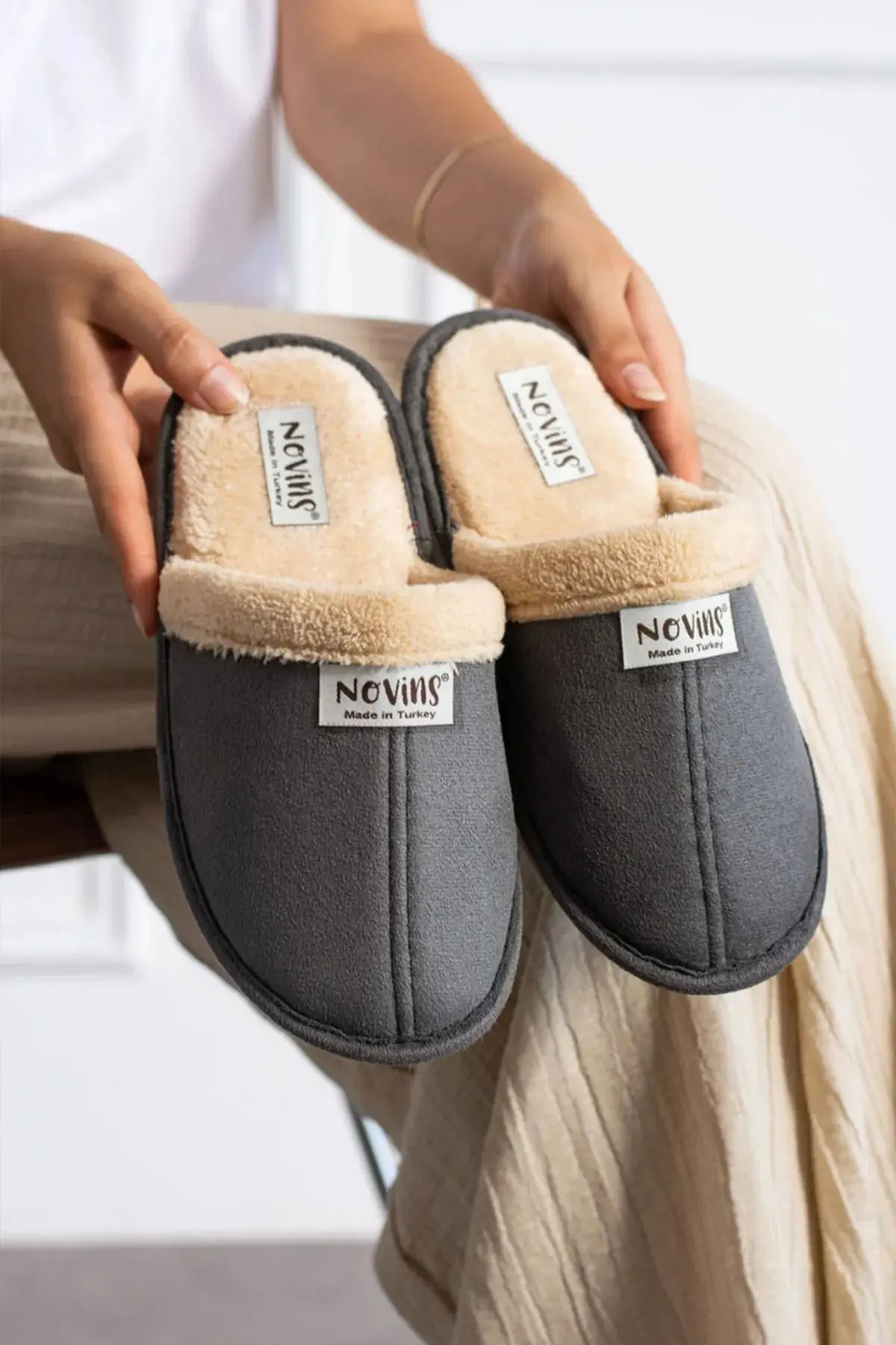 3'lü Paket Erkek Ev Terliği Çeyiz Terliği Kışlık Terlik Ses Yapmaz Hafif Taban Taban