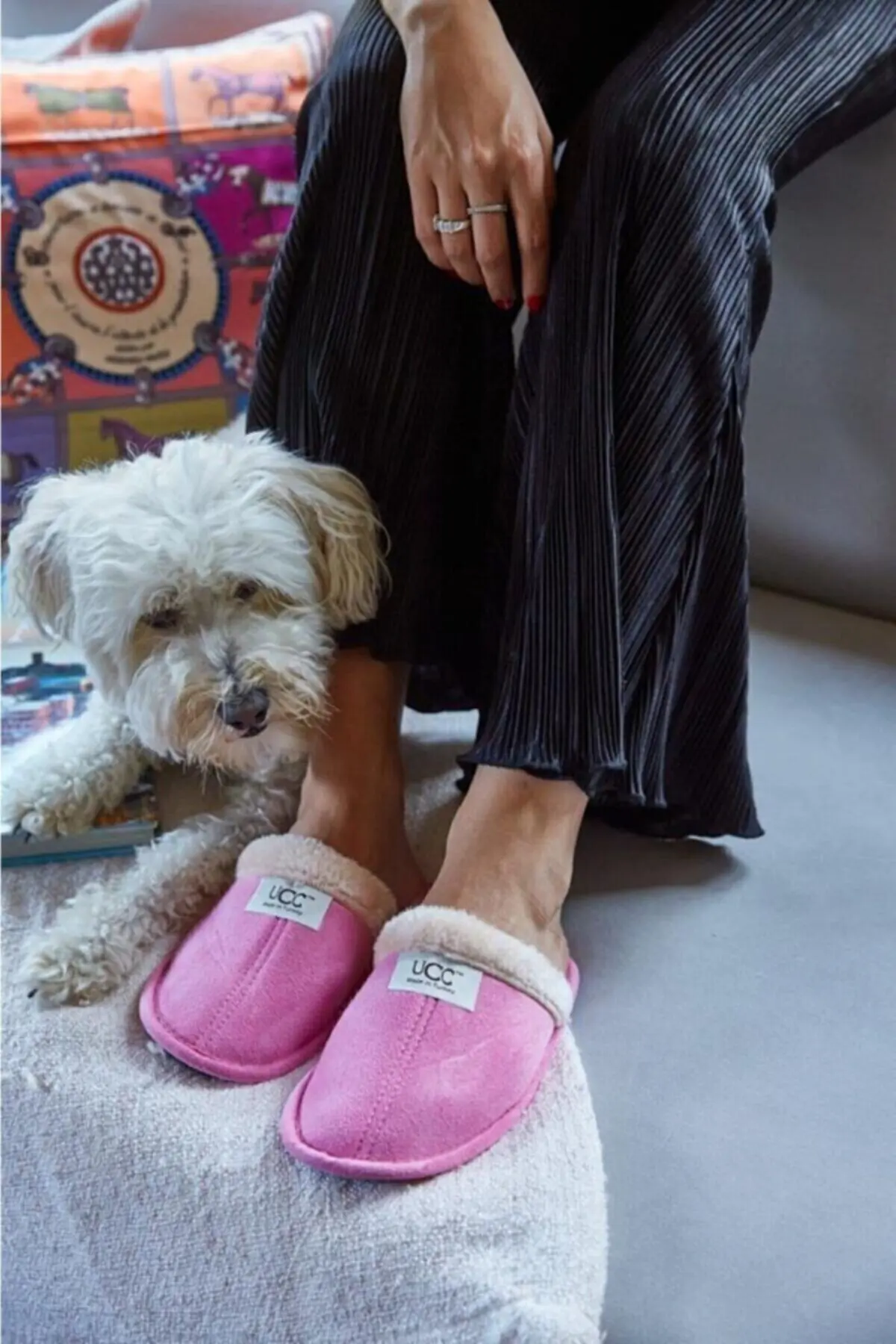 Unisex Rahat Tabanlı Peluşlu Sıcak AStarlı Ev Bahçe Bohça Terliği