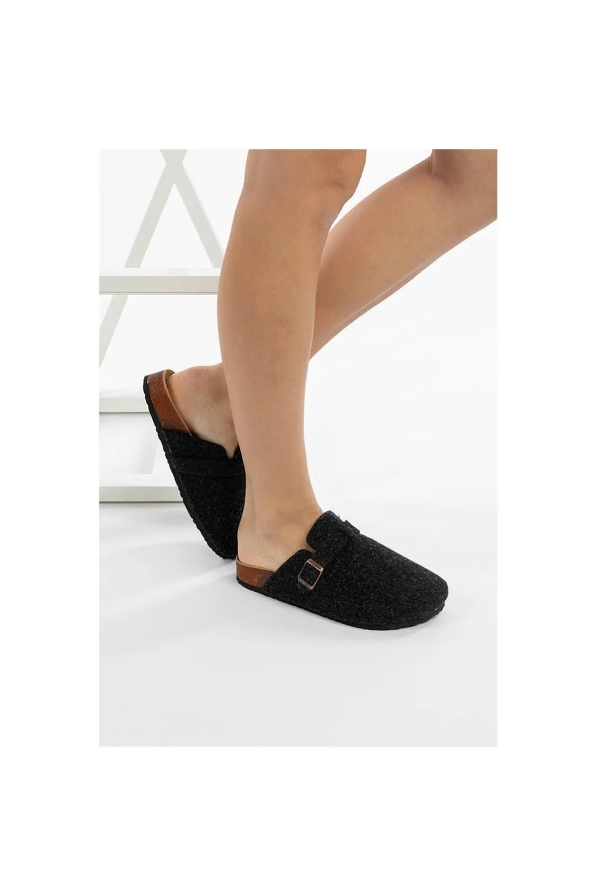 Kadın Mantar Taban Keçeli Konfor Modeli Kışlık Önü Kapalı Keçe Modeli Sabo Günlük Rahat Ev Terliği