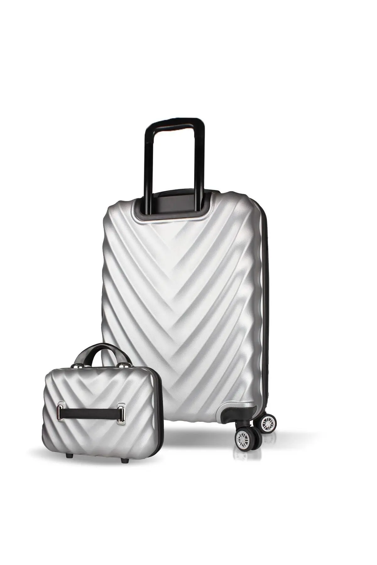 Lotus Abs Orta Ve Makyaj Boy Gri 2'li Valiz Seti