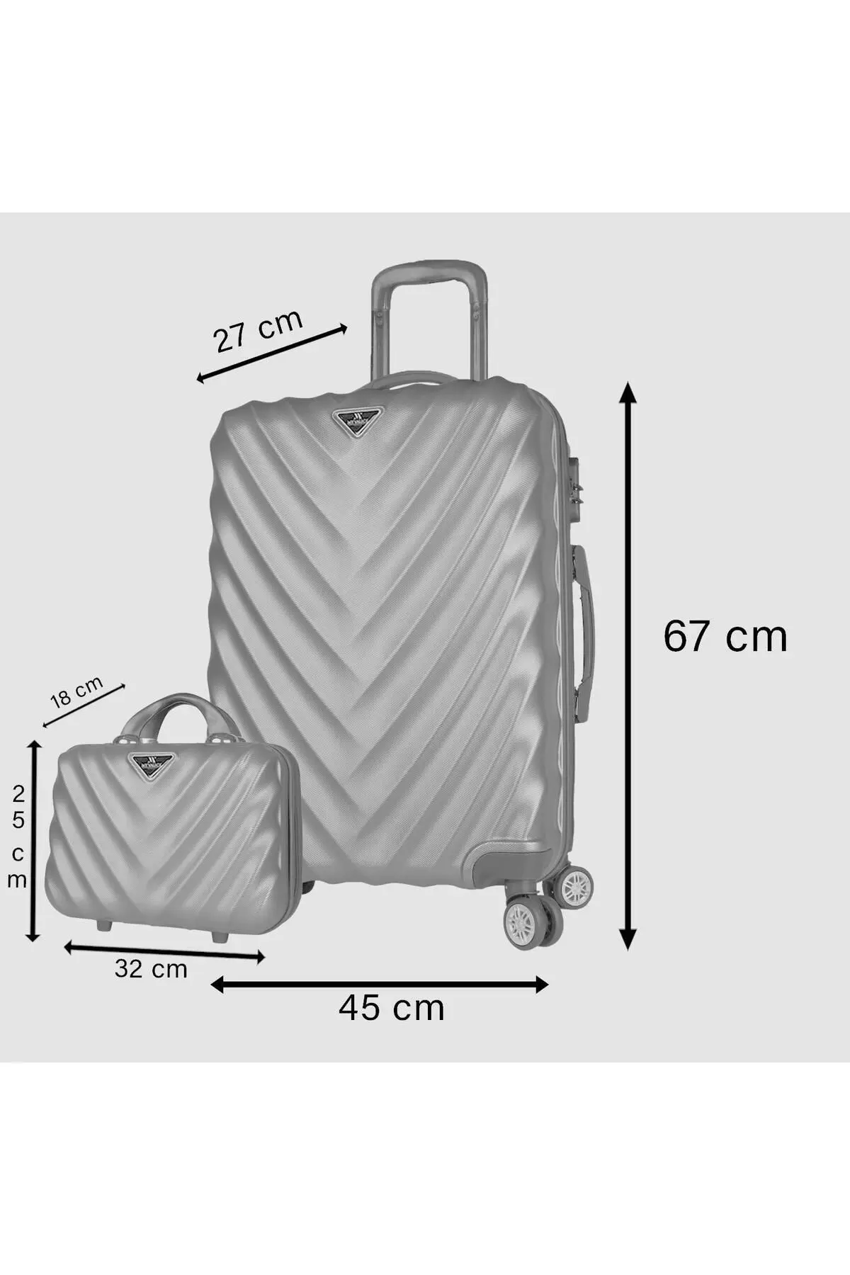 Lotus Abs Orta Ve Makyaj Boy Gold 2'li Valiz Seti